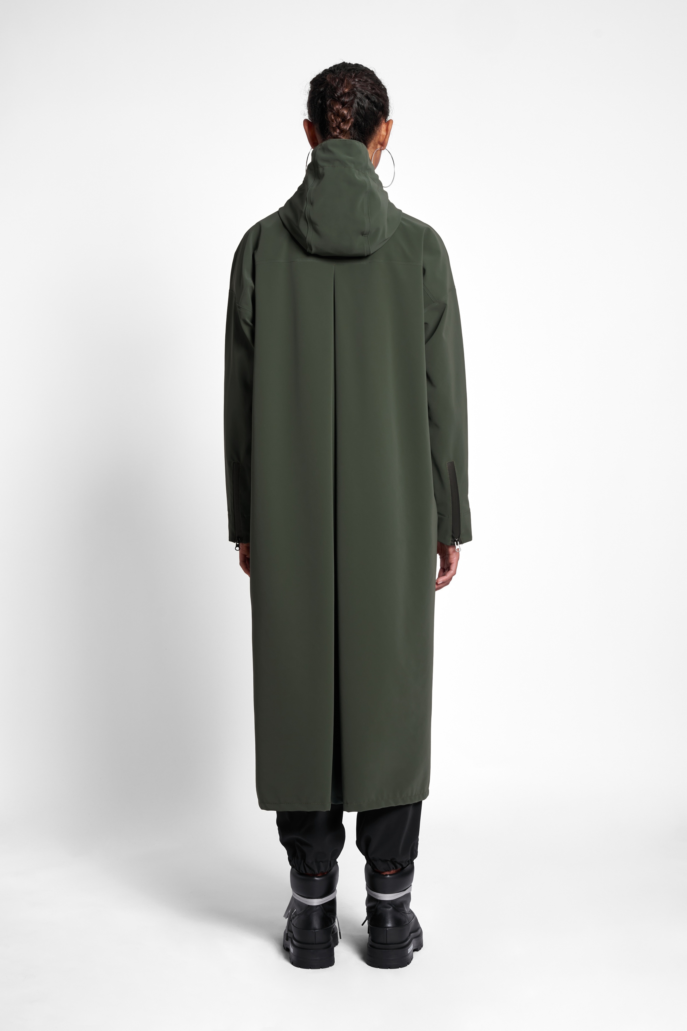 Sandviken Long Matte Zip Raincoat Green - 4