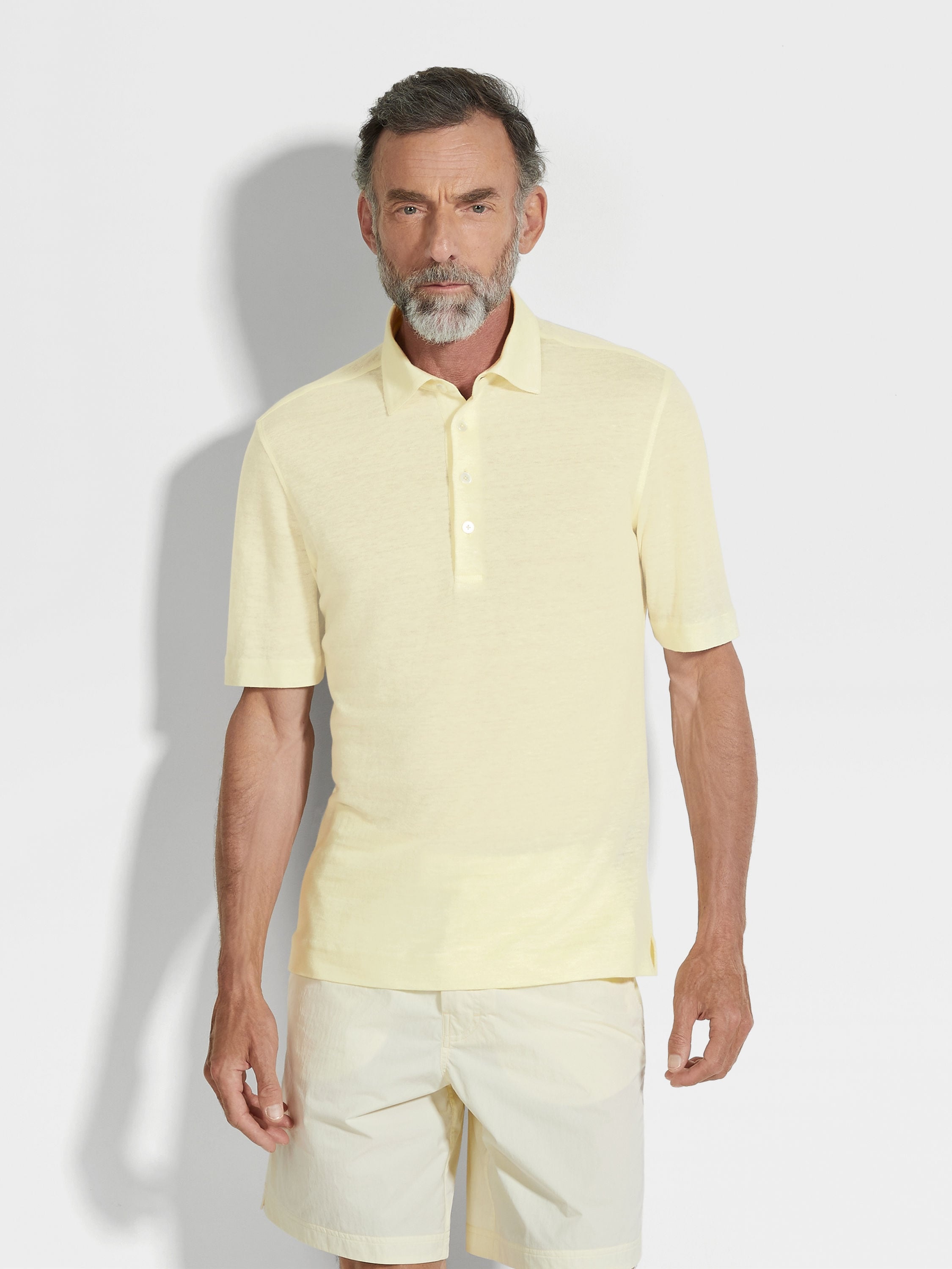 LIGHT YELLOW OASI LINO POLO SHIRT - 3