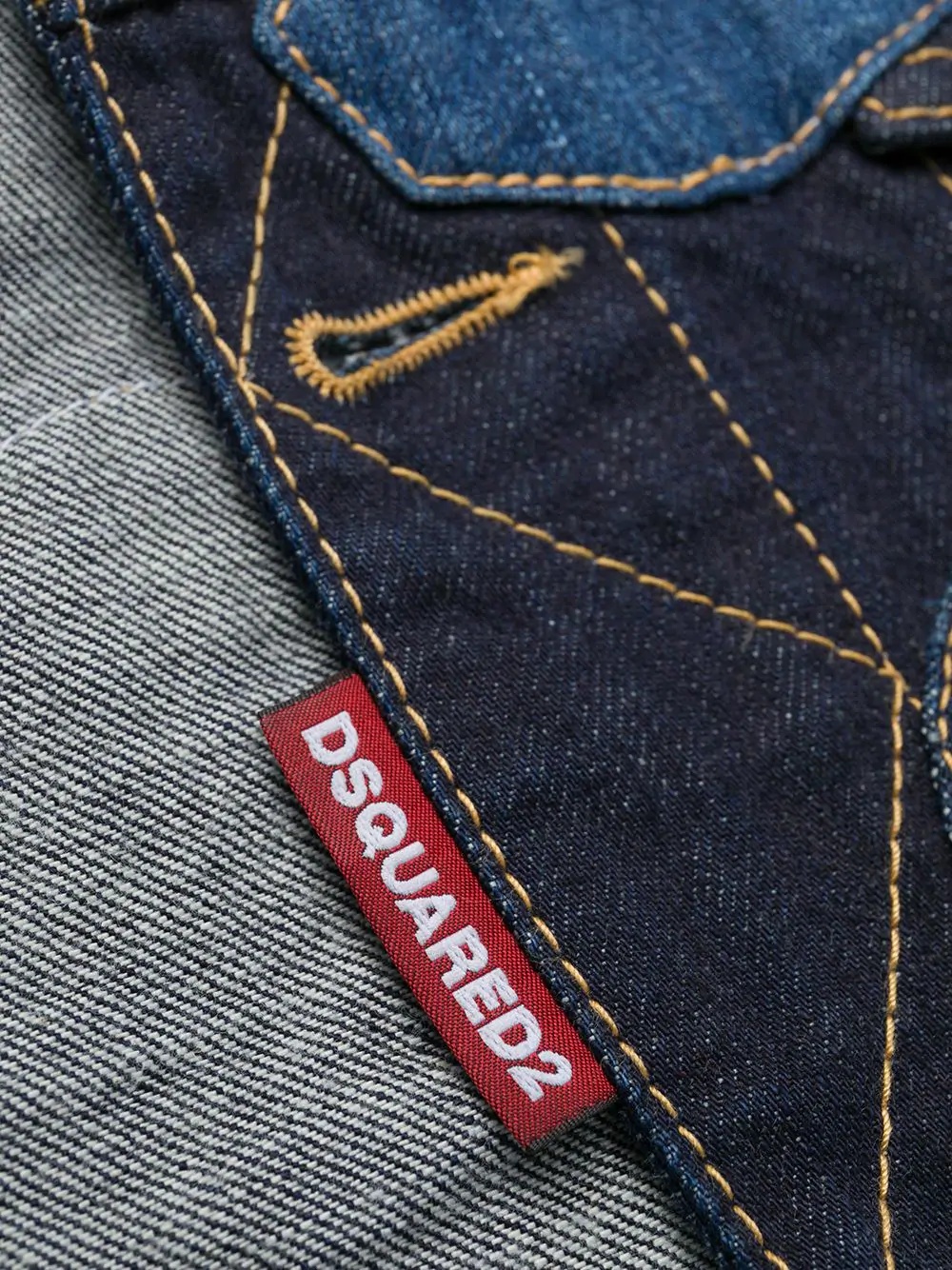 logo patch-work denim jacket - 6