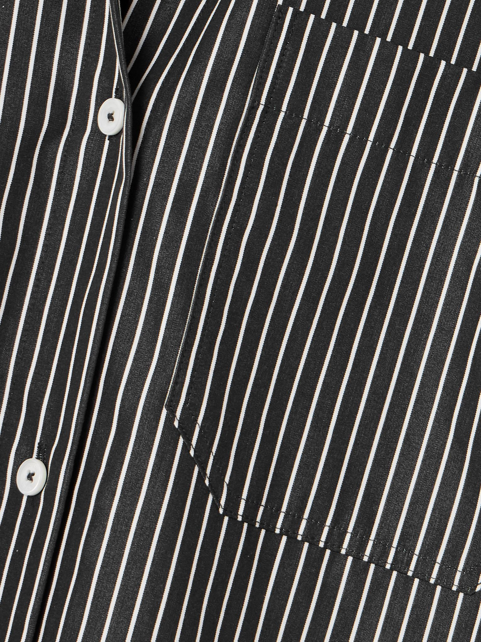 Striped organic cotton-poplin midi shirt dress Black - 5