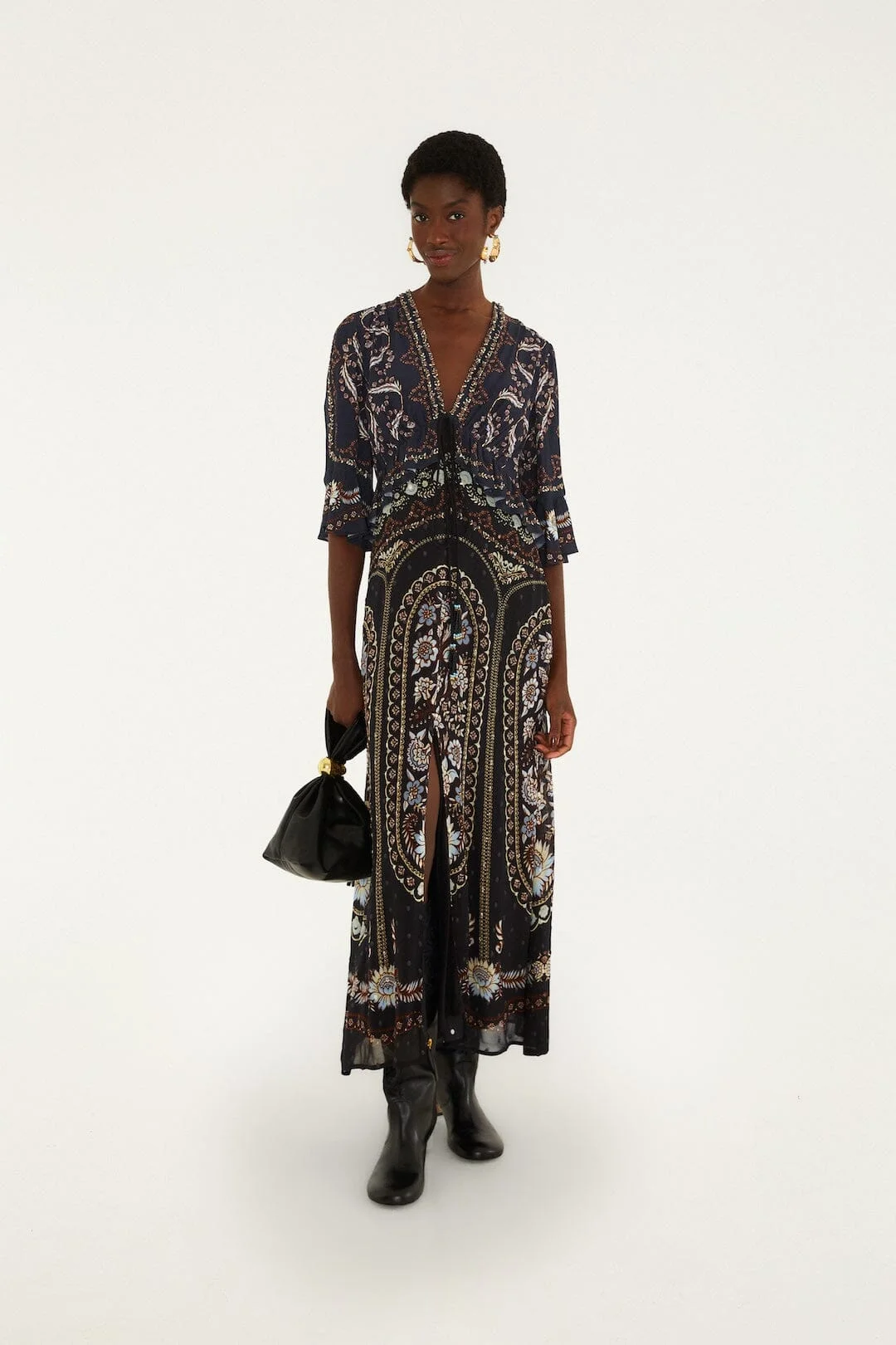 Daniela Short Sleeve Ruffled Maxi Dress - 1