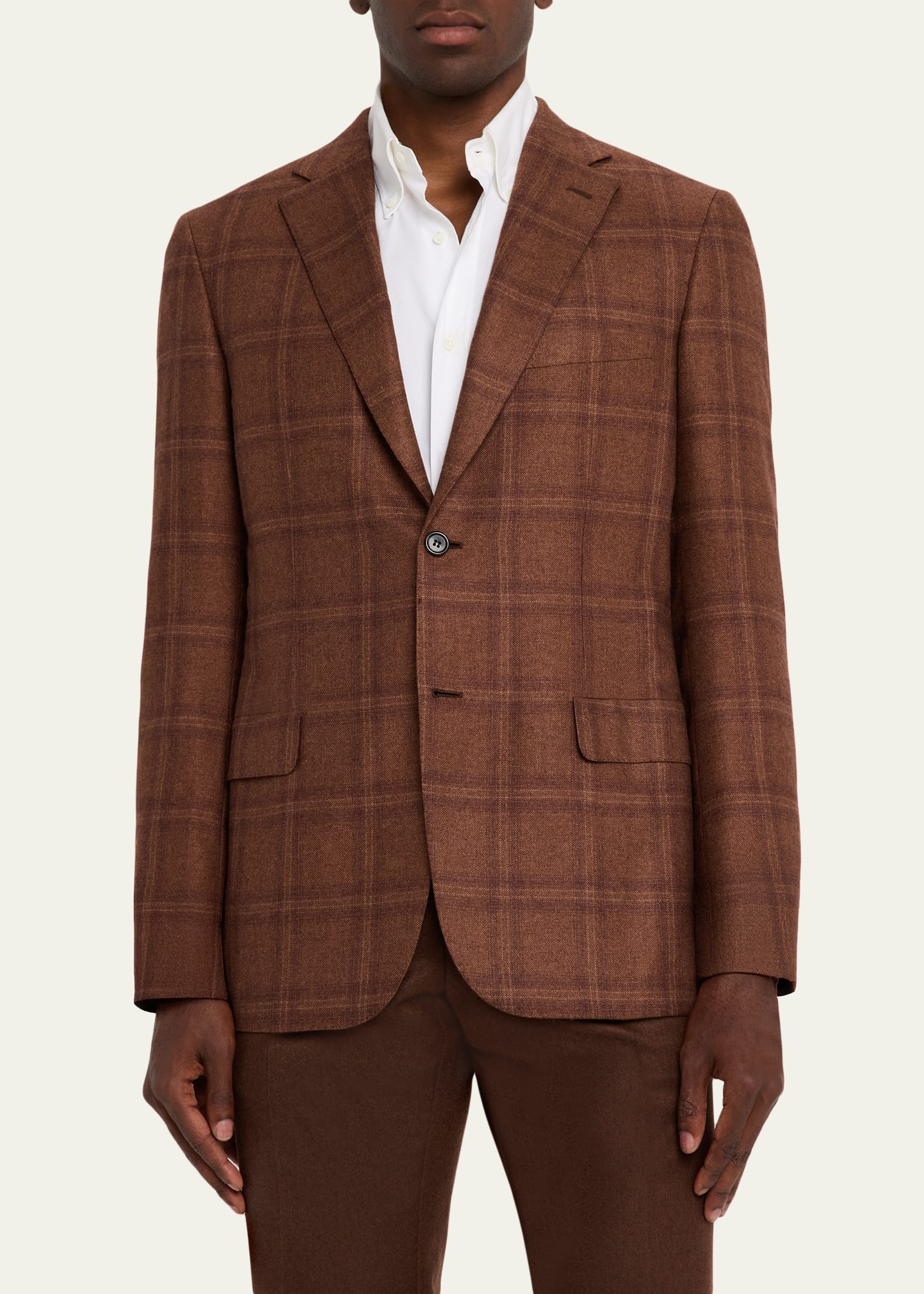 Men's Silk and Cashmere Tonal Plaid Sport Coat - 4