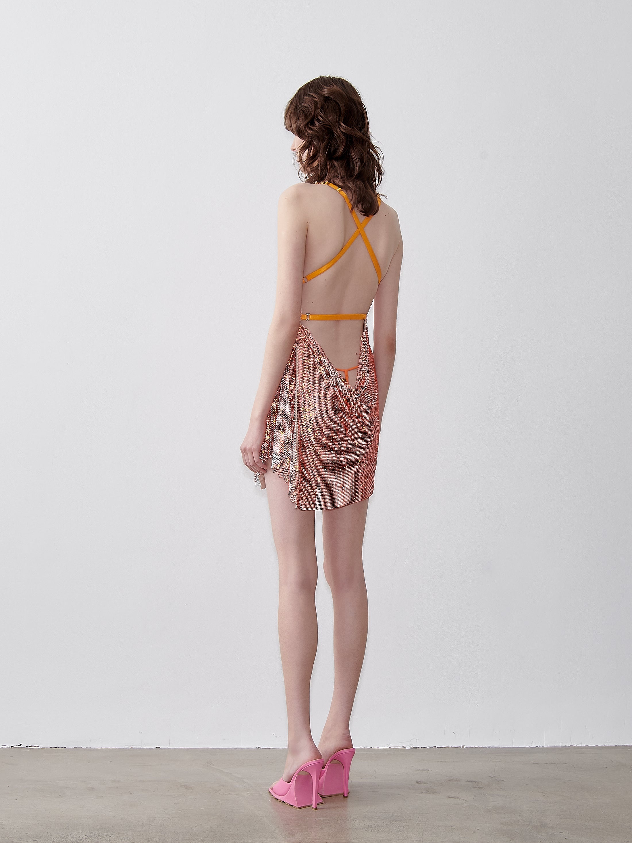 RHINESTONED BEYAN DRESS APEROL SPRITZ - 2
