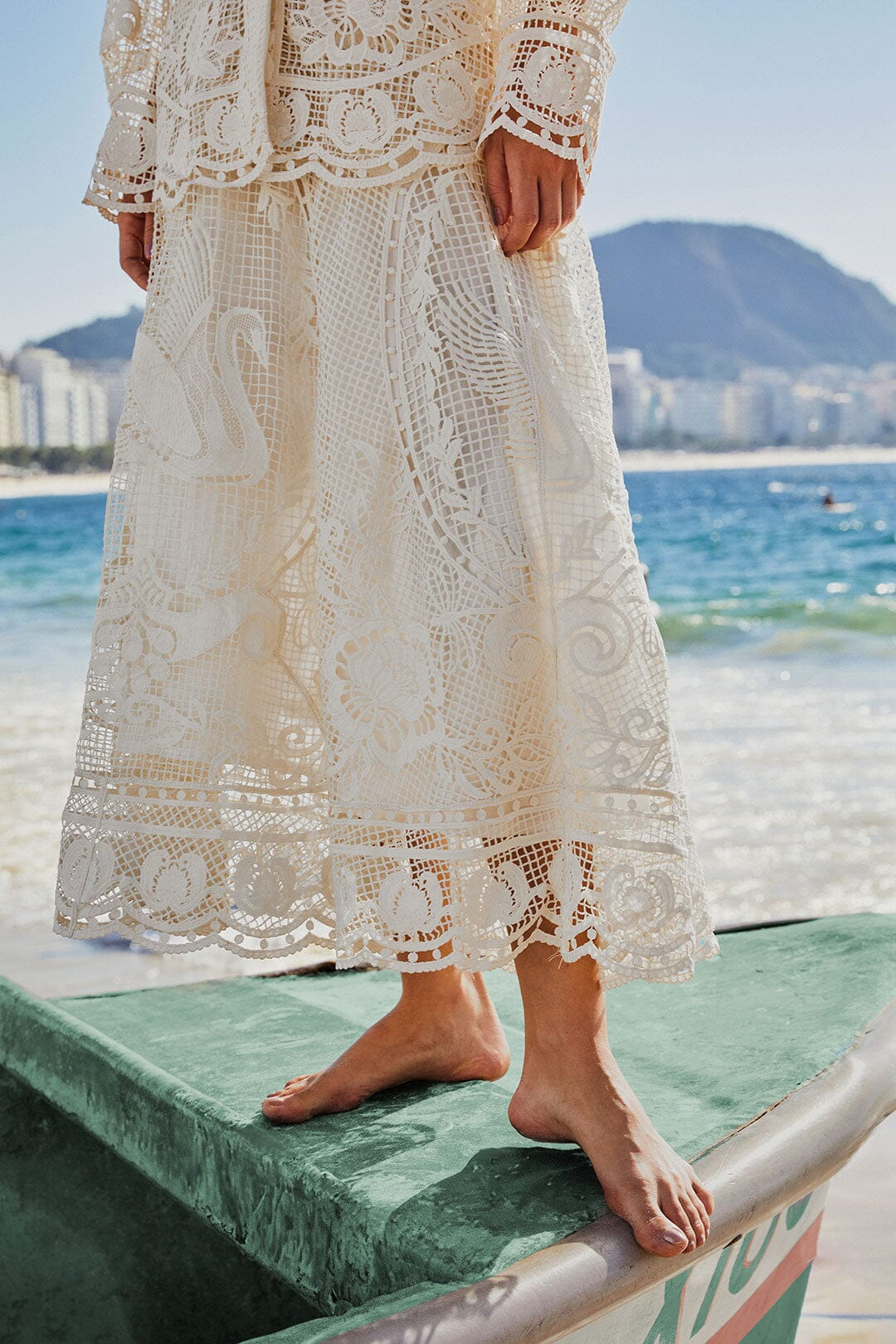 Off-White Swan Lake Guipure Midi Skirt - 3