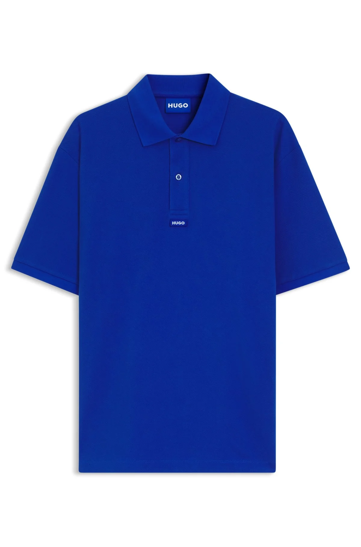 COTTON-PIQUÉ POLO SHIRT WITH BLUE LOGO BADGE - 1