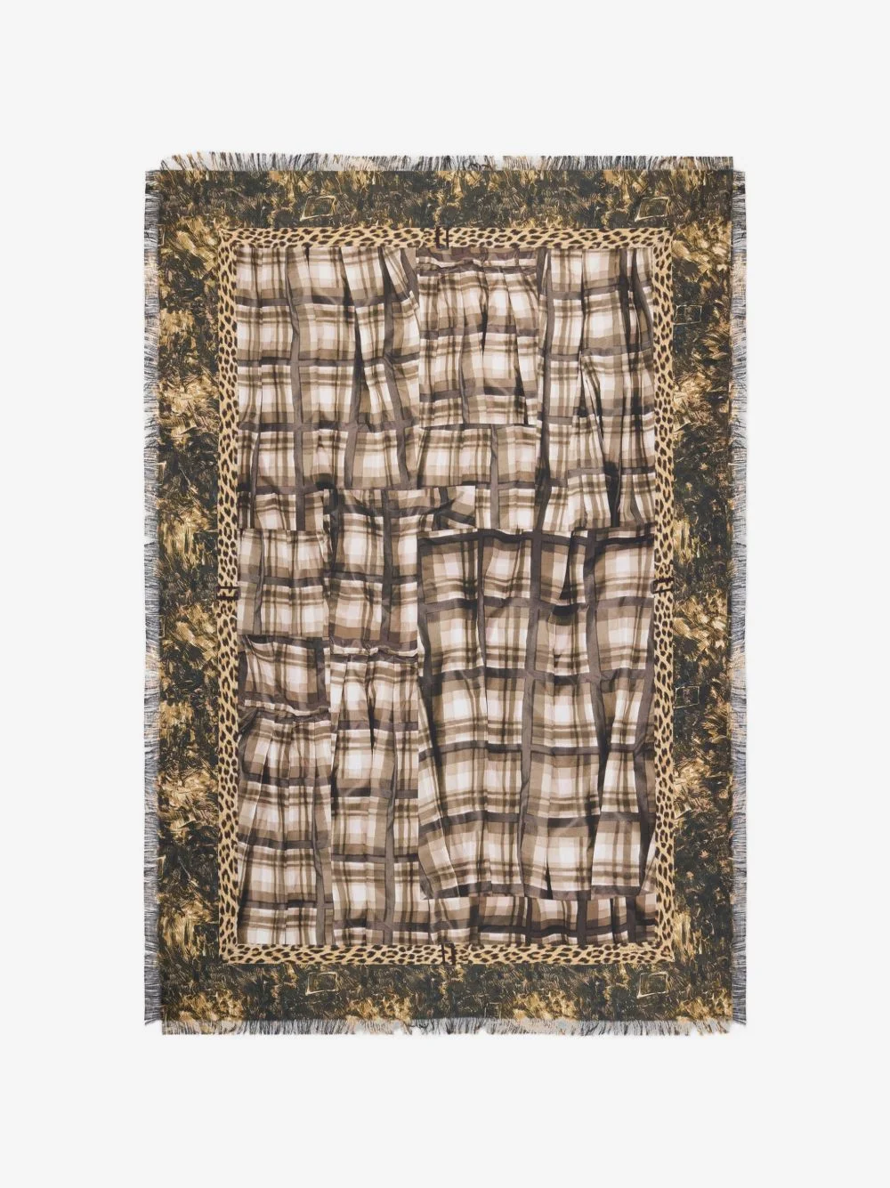 Aloeuw plaid leopard-print scarf - 1