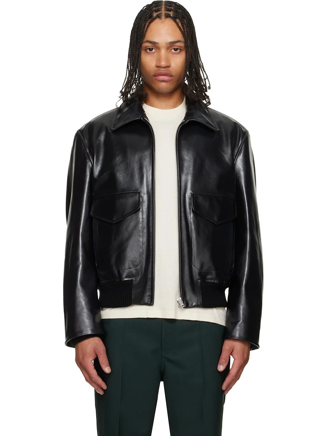 Black Buffed Leather Jacket - 1
