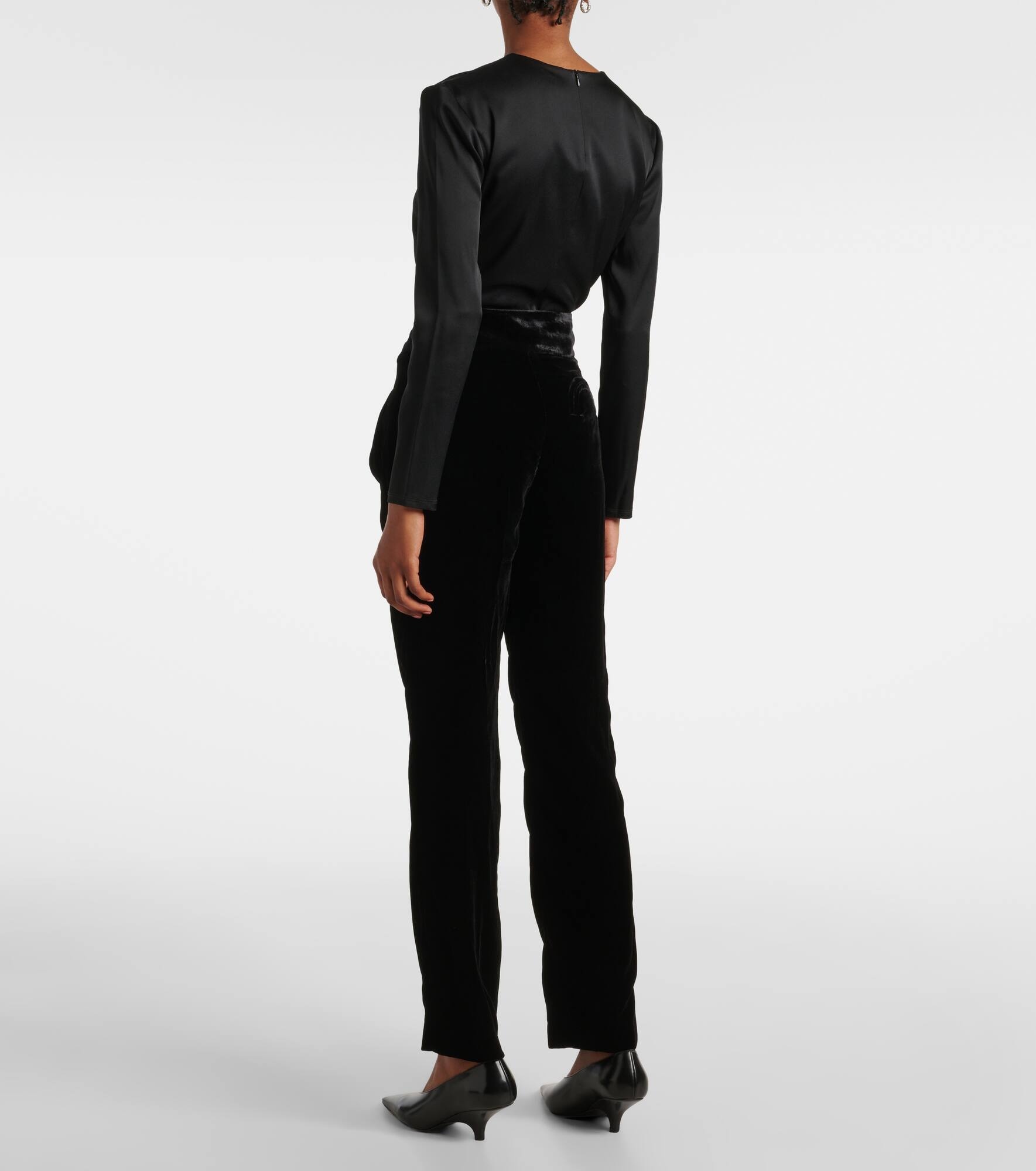 Afterglow high-rise velvet slim pants - 3