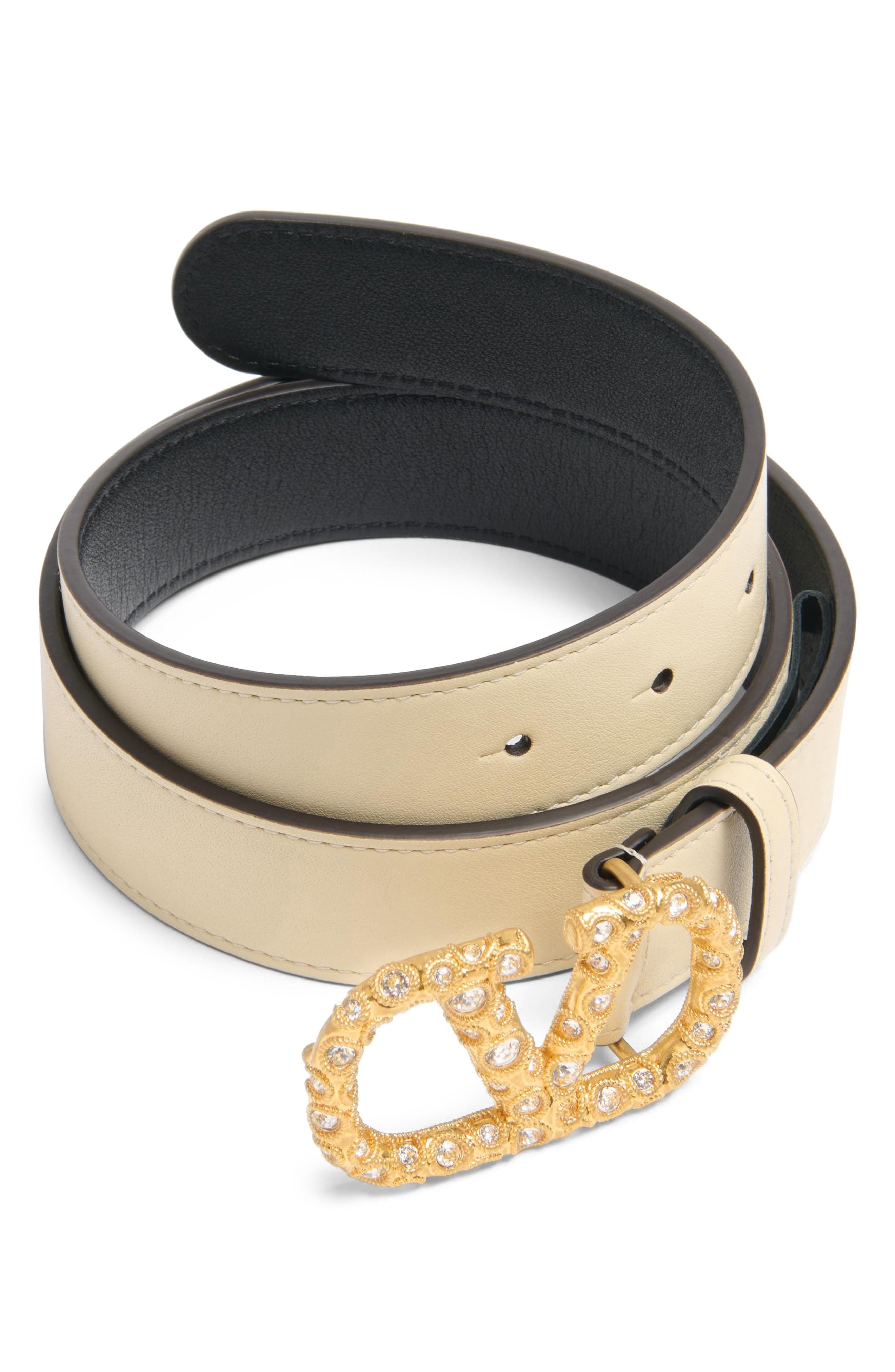 Valentino Garavani Crystal Embellished VLOGO Leather Belt at Nordstrom - 3