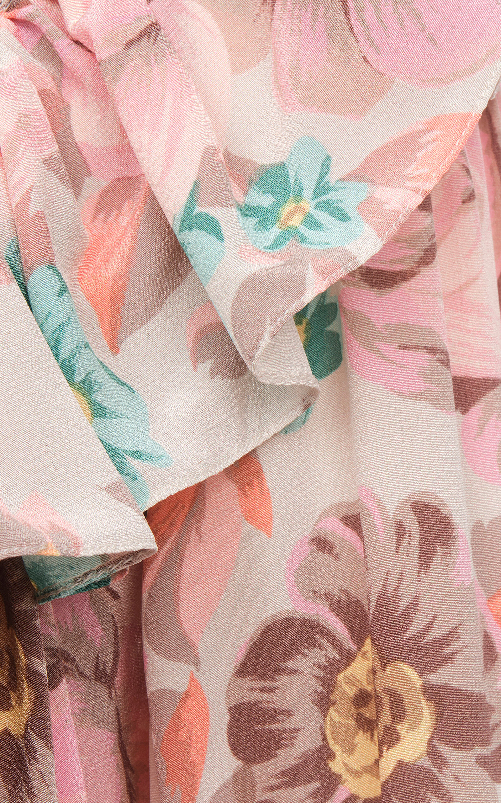 Bouquet-Printed Organic Silk Crepe De Chine Mini Cape Dress floral - 5