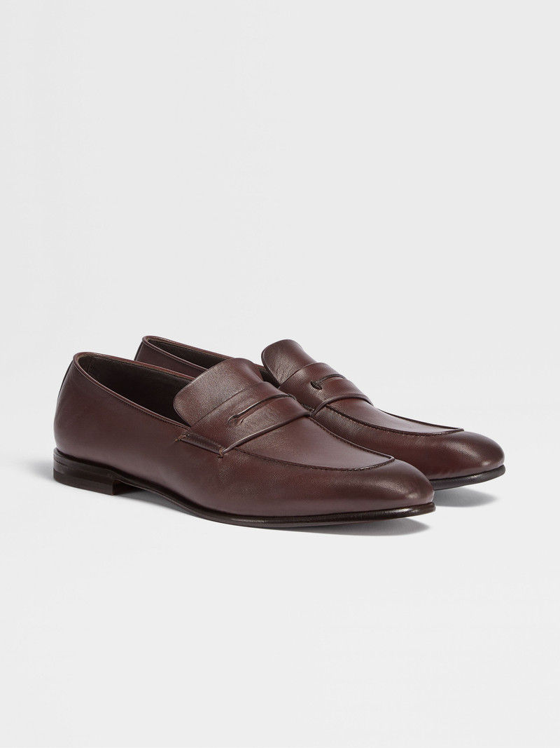 DARK BROWN LEATHER L'ASOLA LOAFERS 3