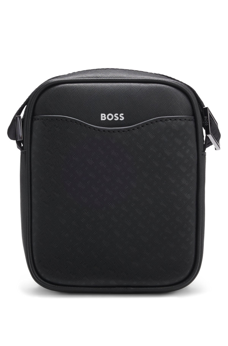 BOSS REPORTER BAG WITH MONOGRAM-PATTERNED FRONT POCKET outlook