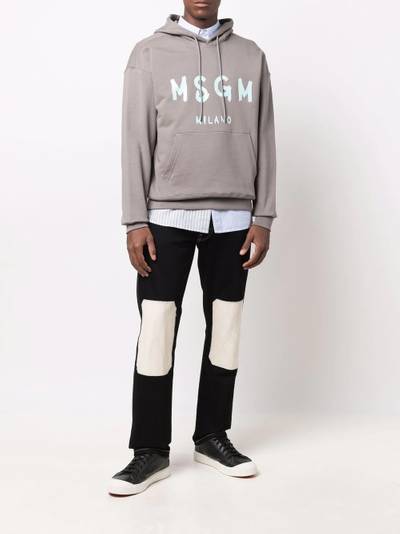 MSGM logo-print cotton hoodie outlook