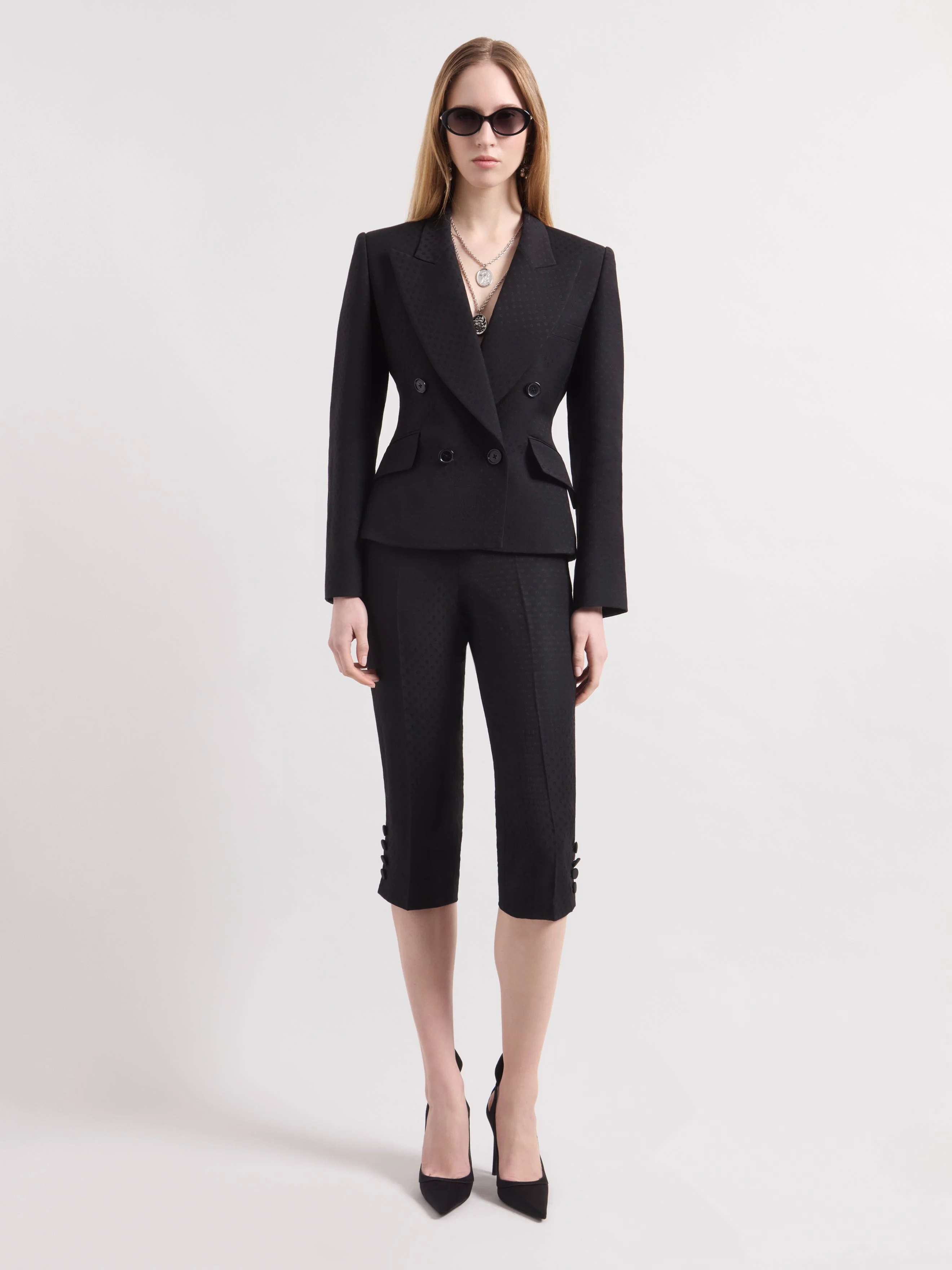 Black Jacquard Blazer - 1