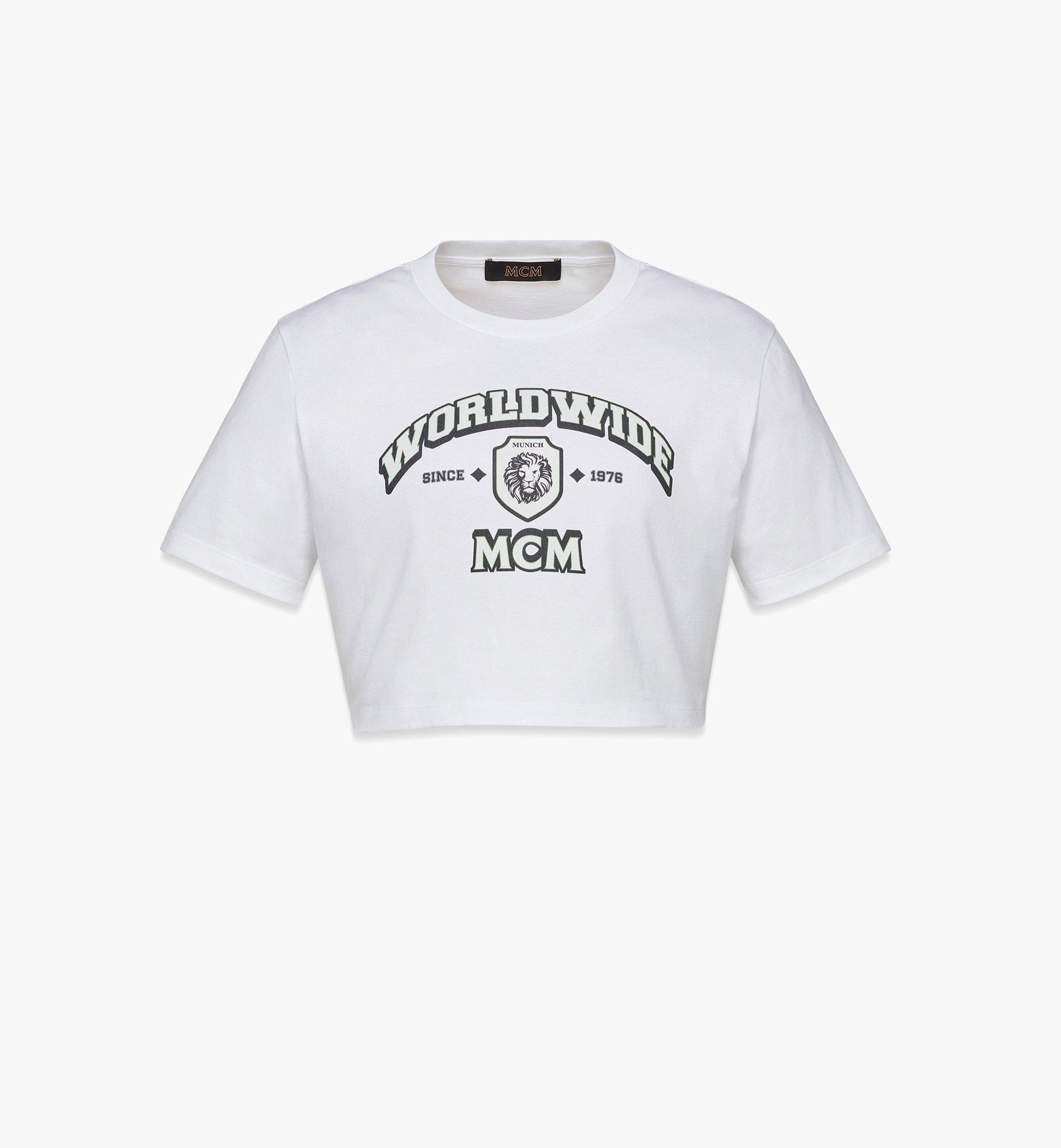 MCM Worldwide Print Cropped T-Shirt in Organic Cotton - 1