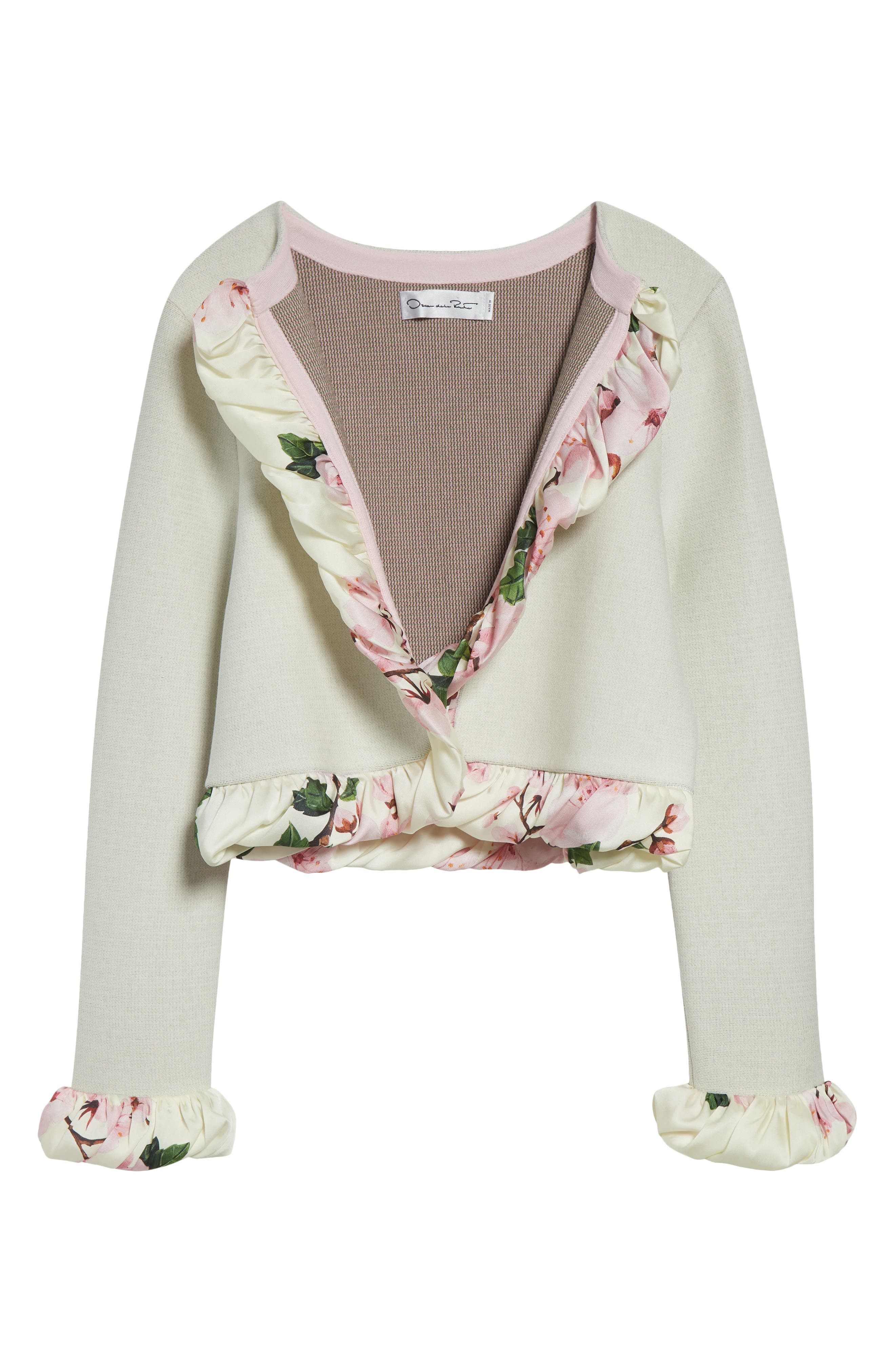 Oscar de la Renta Cherry Blossom Bubble Twist Cardigan in Ecru at Nordstrom - 6
