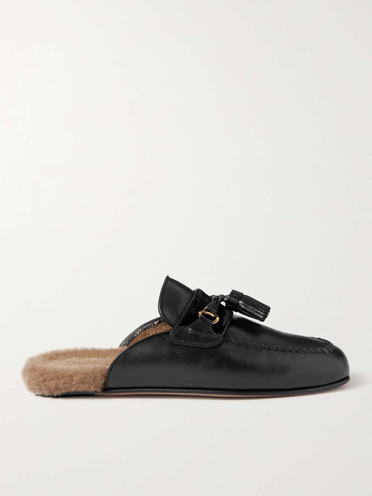 Stephan Shearling-Lined Leather Tasselled Backless Loafers - 1