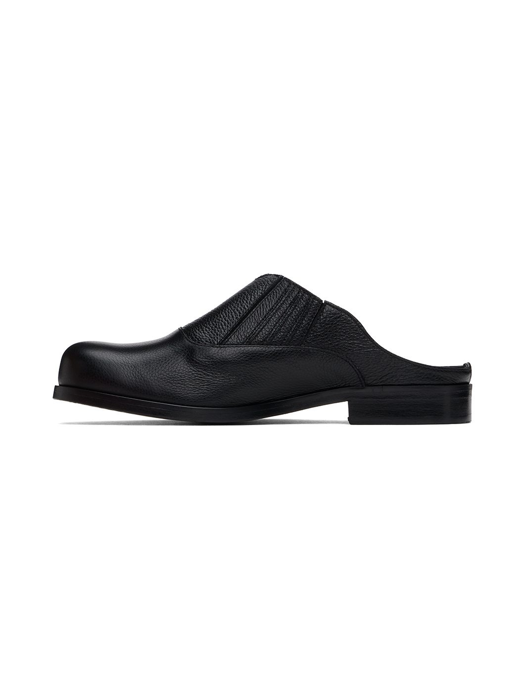 SSENSE Exclusive Black Grainy Leather Mules - 3