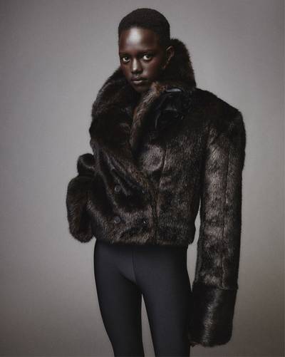SAINT LAURENT short coat in animal-free fur outlook