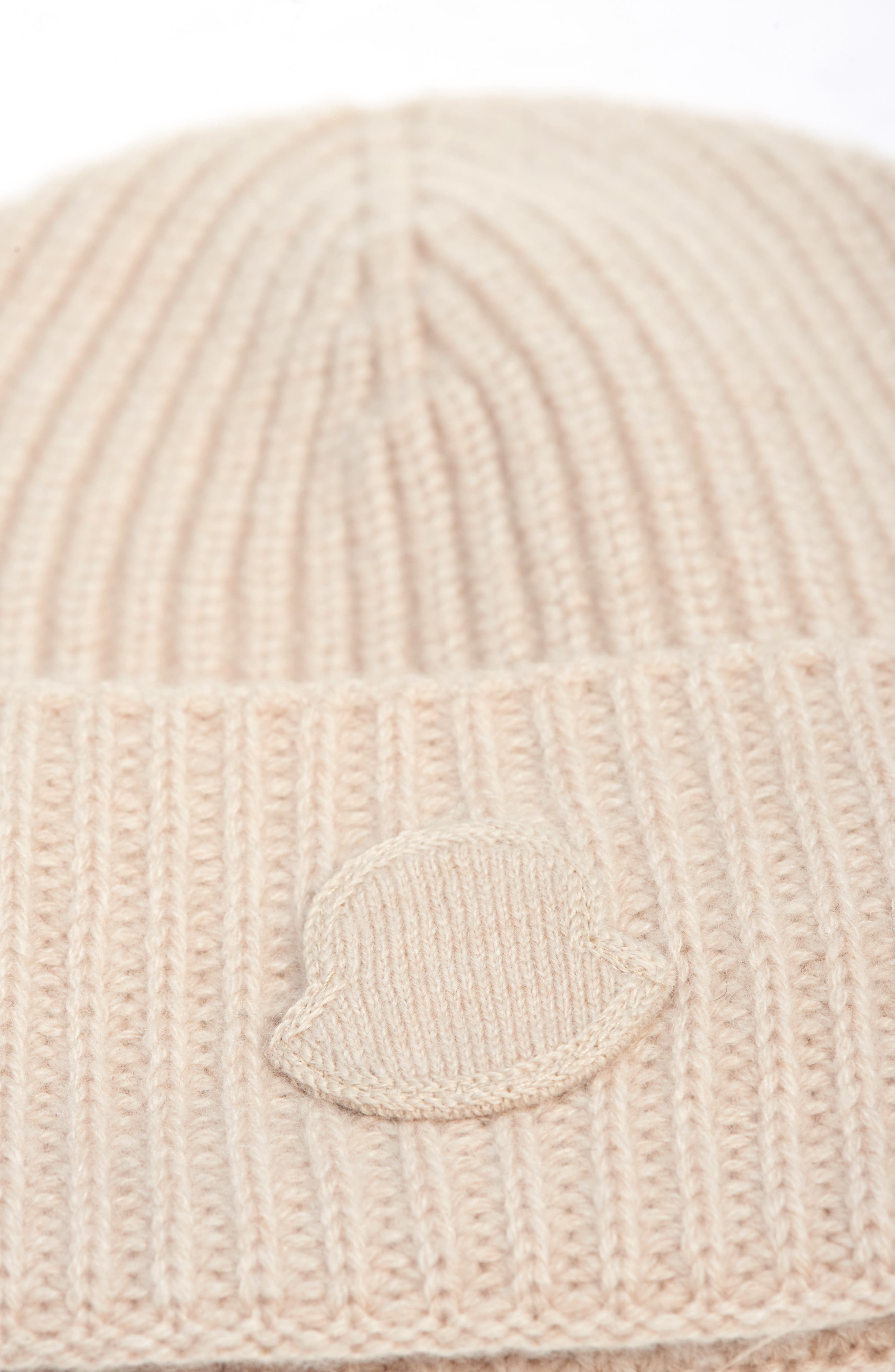 Moncler Edit Logo Embroidered Cashmere Beanie in Beige Sand at Nordstrom - 3