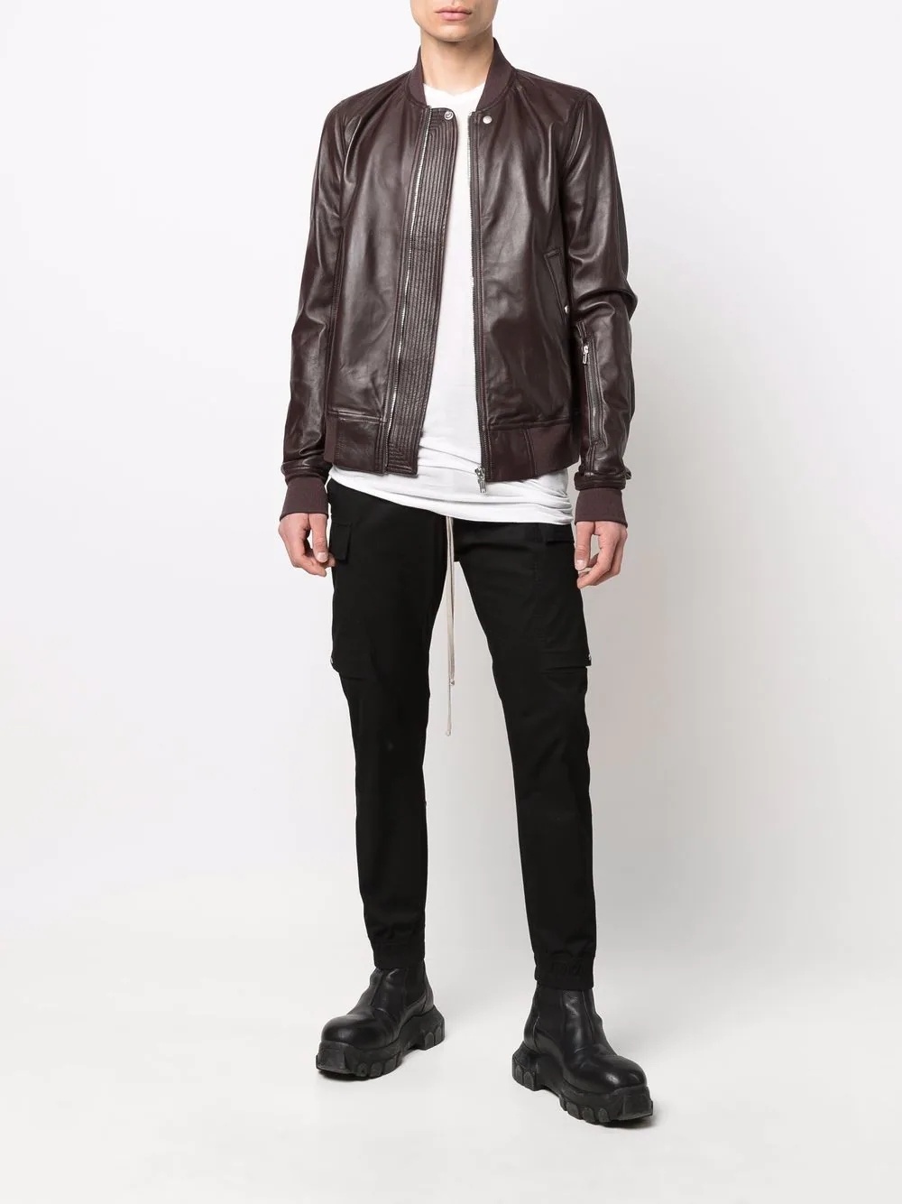 zip-up leather jacket - 2