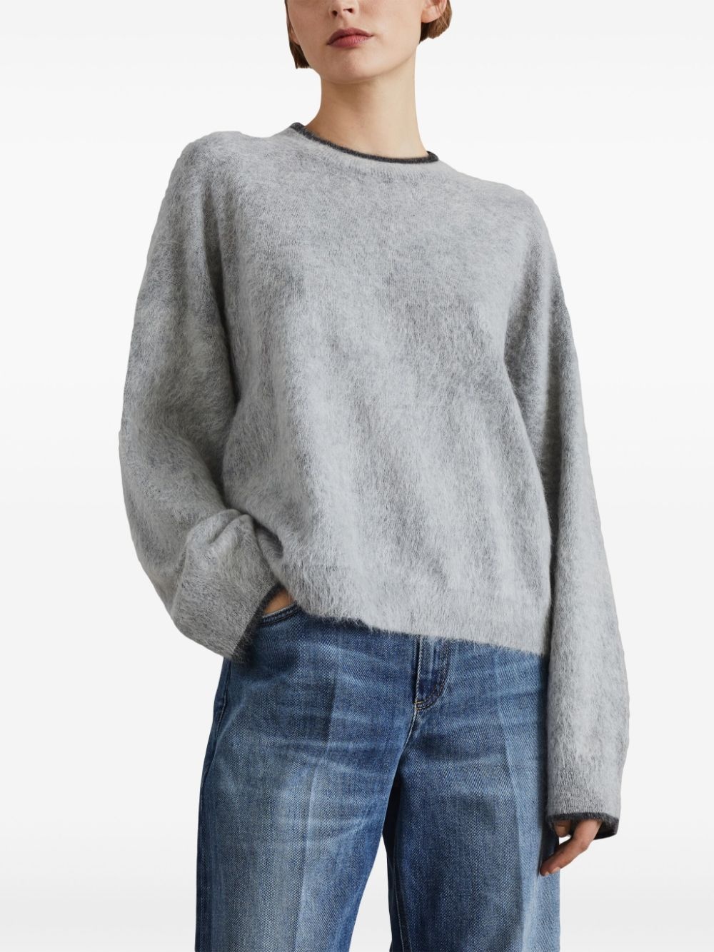 contrasting-trim brushed jumper - 3