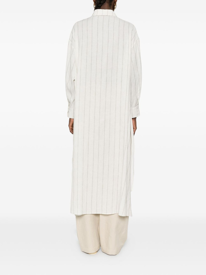 striped-pattern chest-pocket midi shirt dress 4