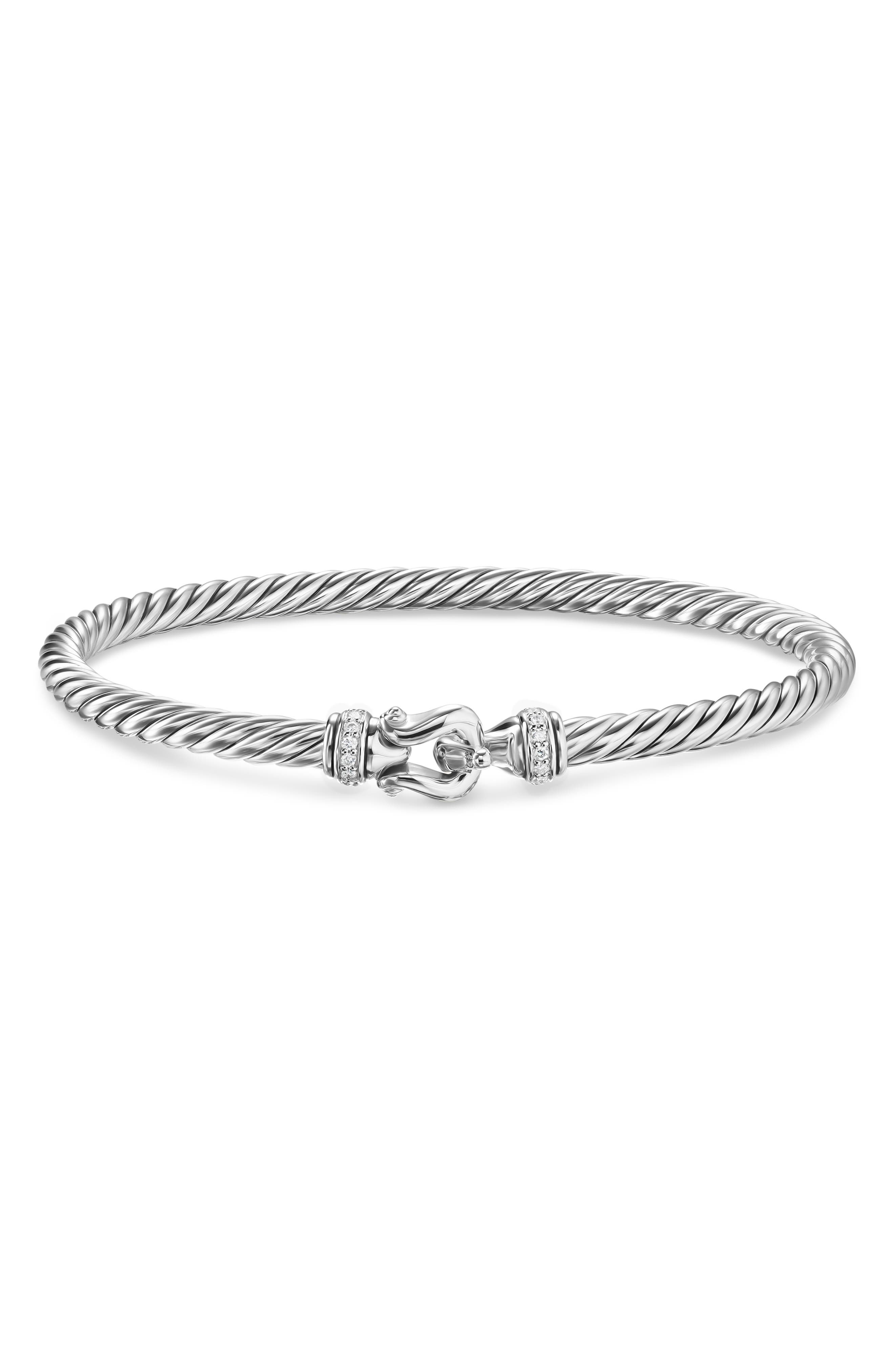 David Yurman Cable Flex Buckle Bracelet in Sterling Silver with Diamonds at Nordstrom - 5