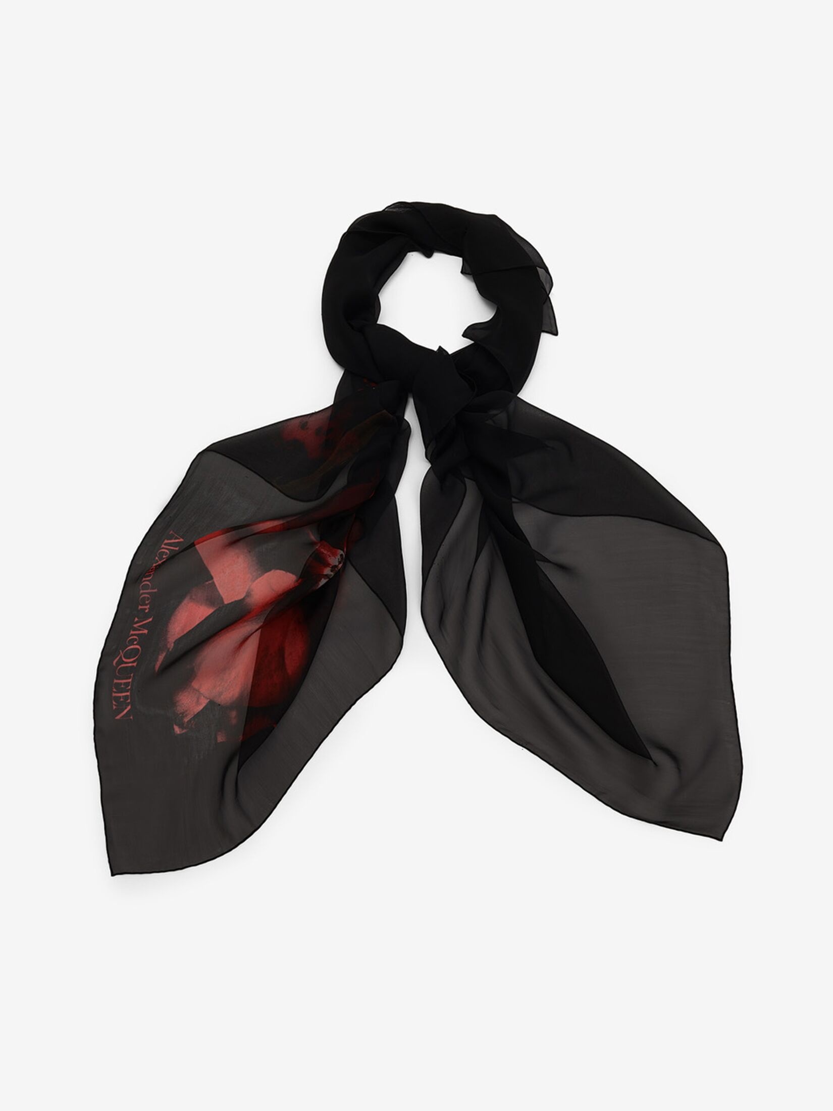 Women's Shadow Rose Shawl in Black/red/green - 2