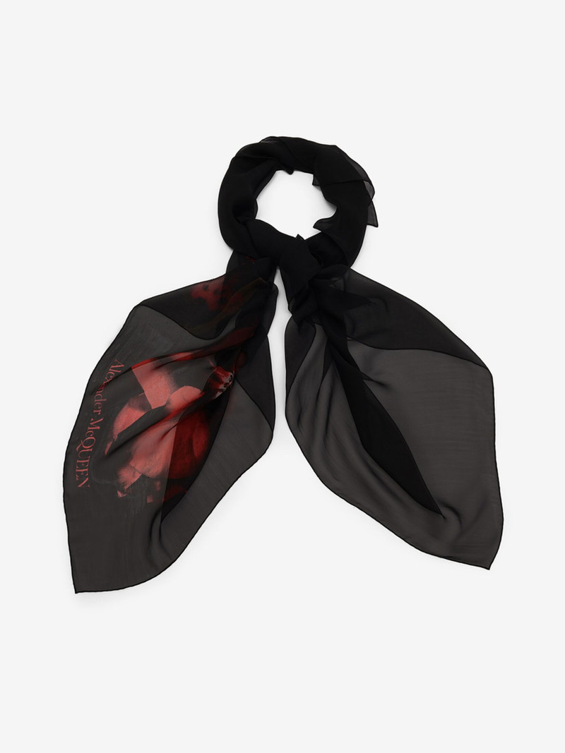 Alexander McQueen Women's Shadow Rose Shawl in Black/red/green outlook