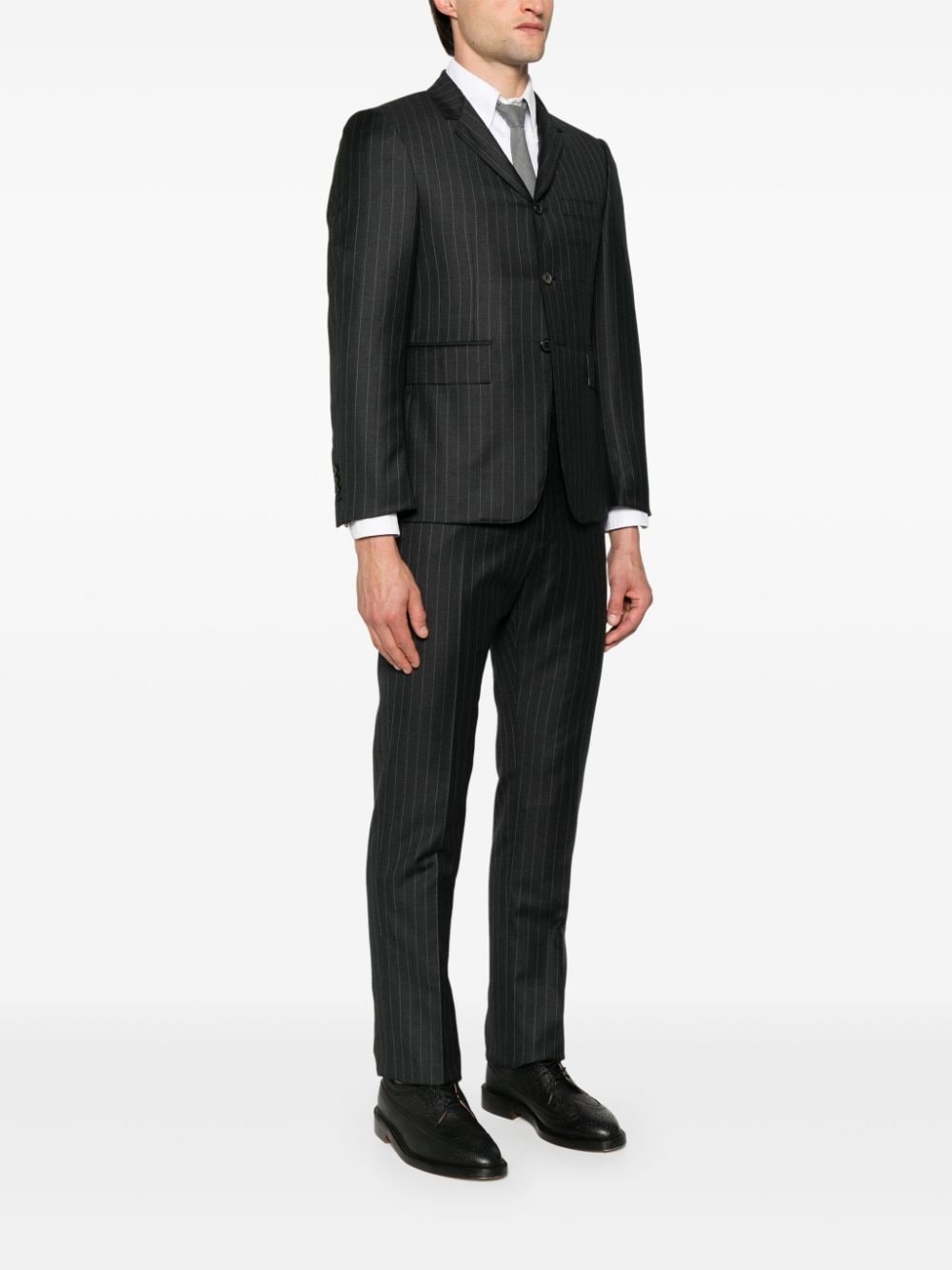 pinstripe wool blazer - 3