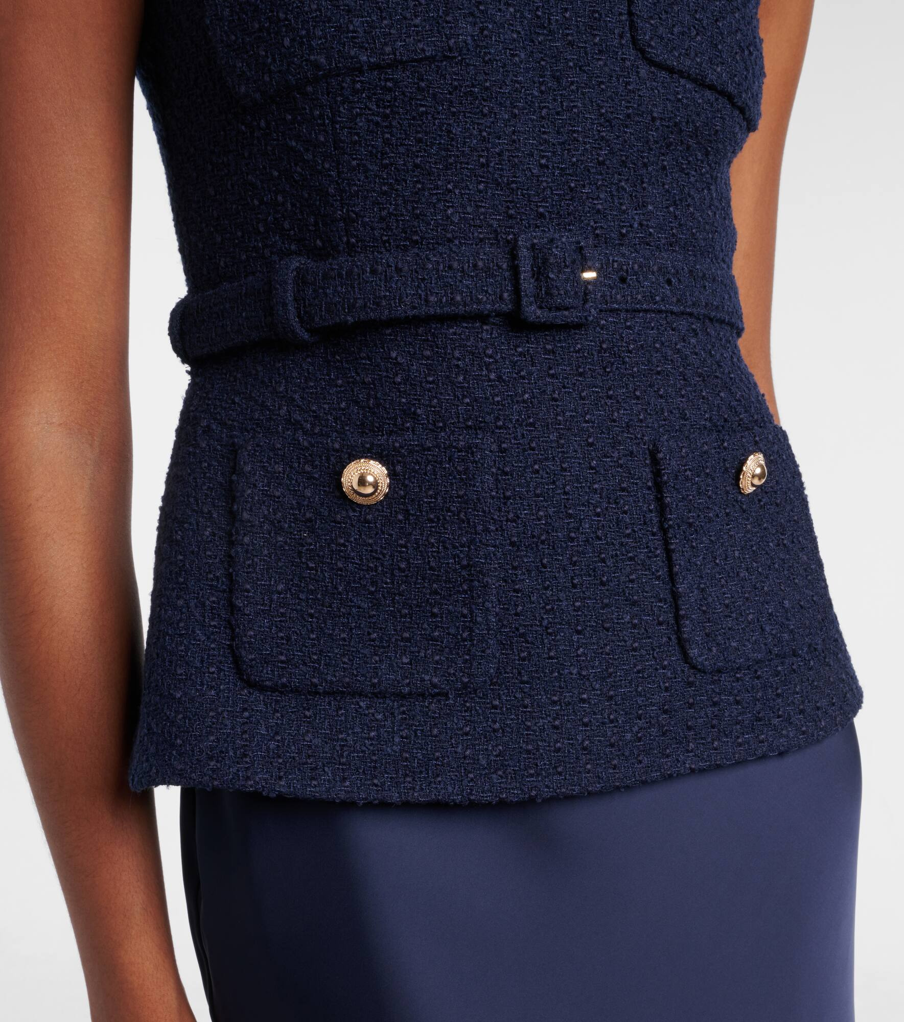 Bouclé and satin midi dress - 5