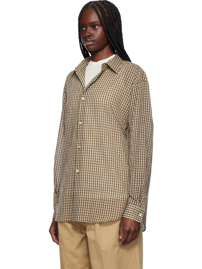 AURALEE Brown Airy Light Cotton Check Big Shirt outlook
