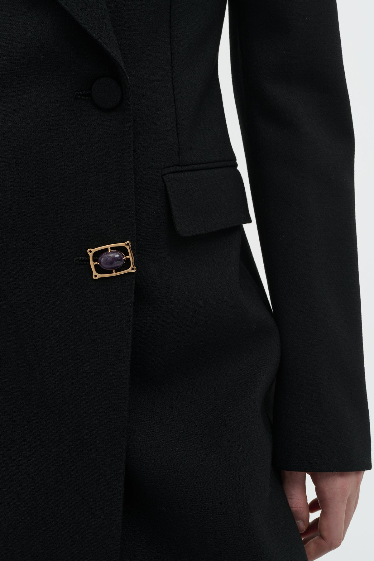 Julien Coat in Black Recycled Wool - 2