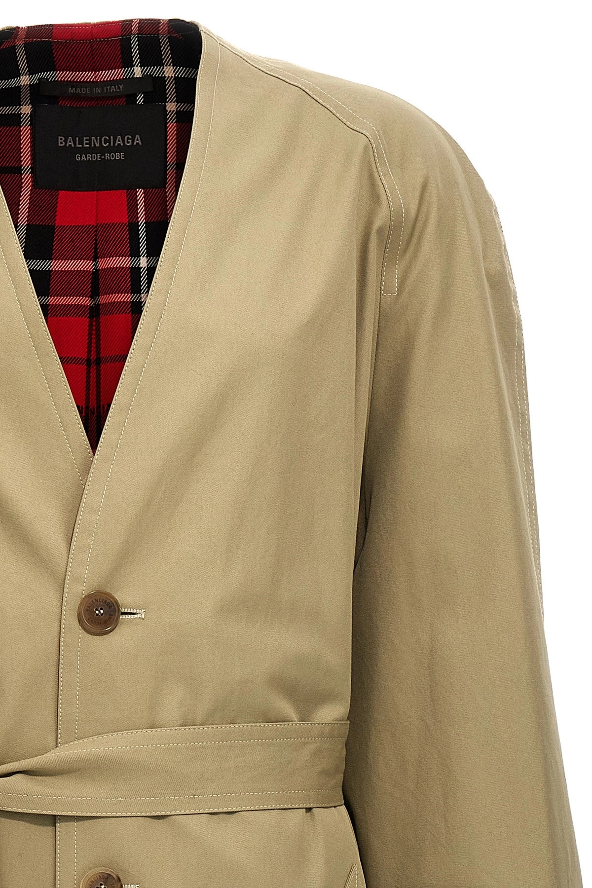 Check lining oversize trench coat - 4