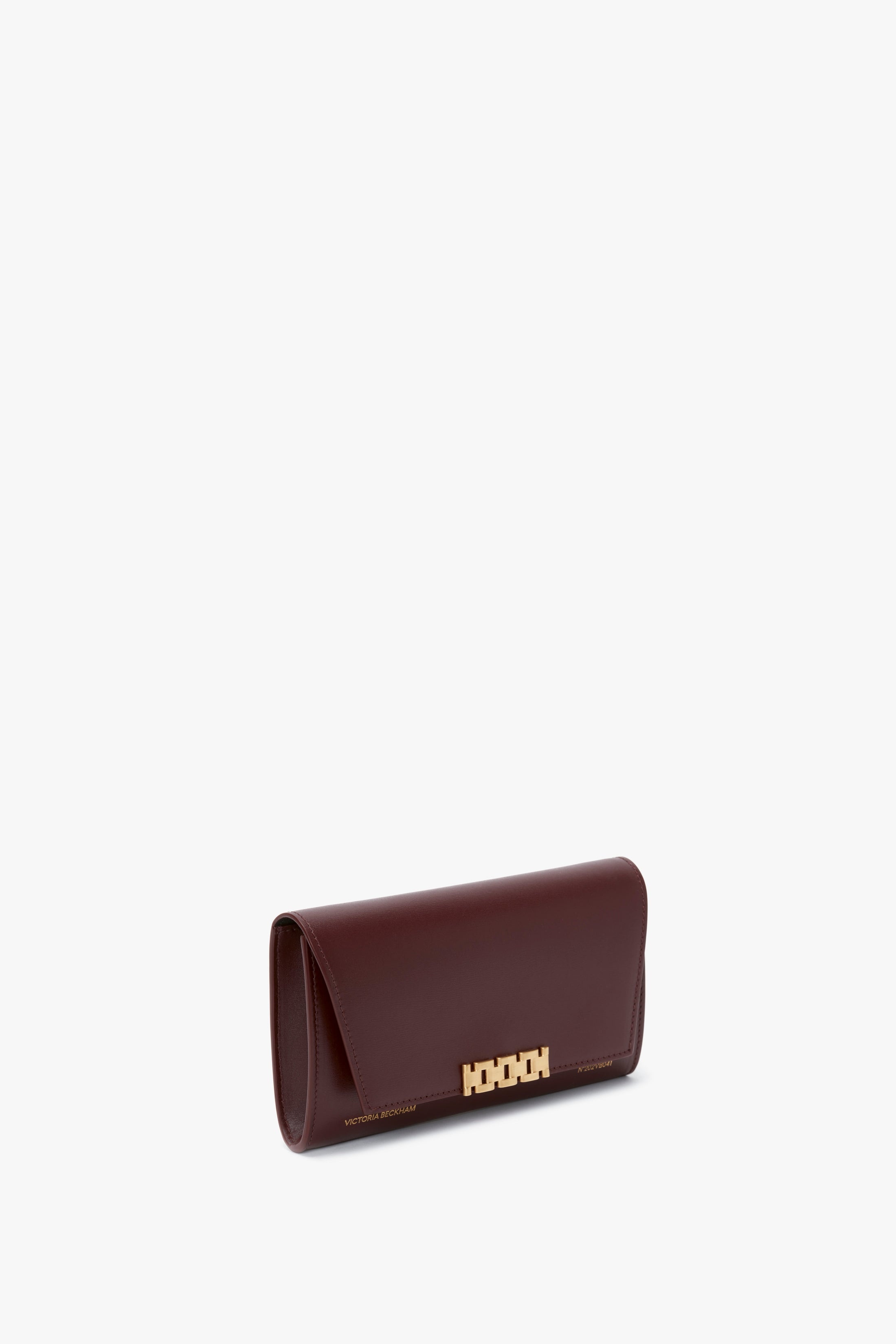 Wallet On Chain In Burgundy Leather - 2