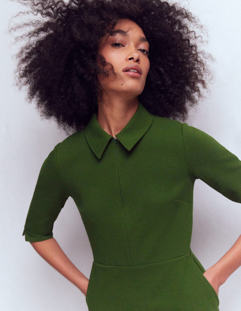 Cam Short Sleeve Ottoman Dress-Green Fir 3