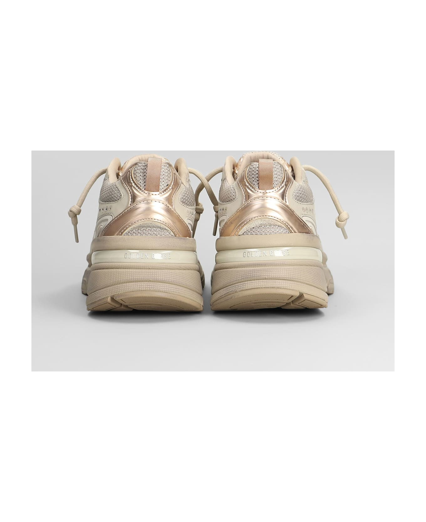 Light Star Sneakers In Taupe Leather And Fabric - 4