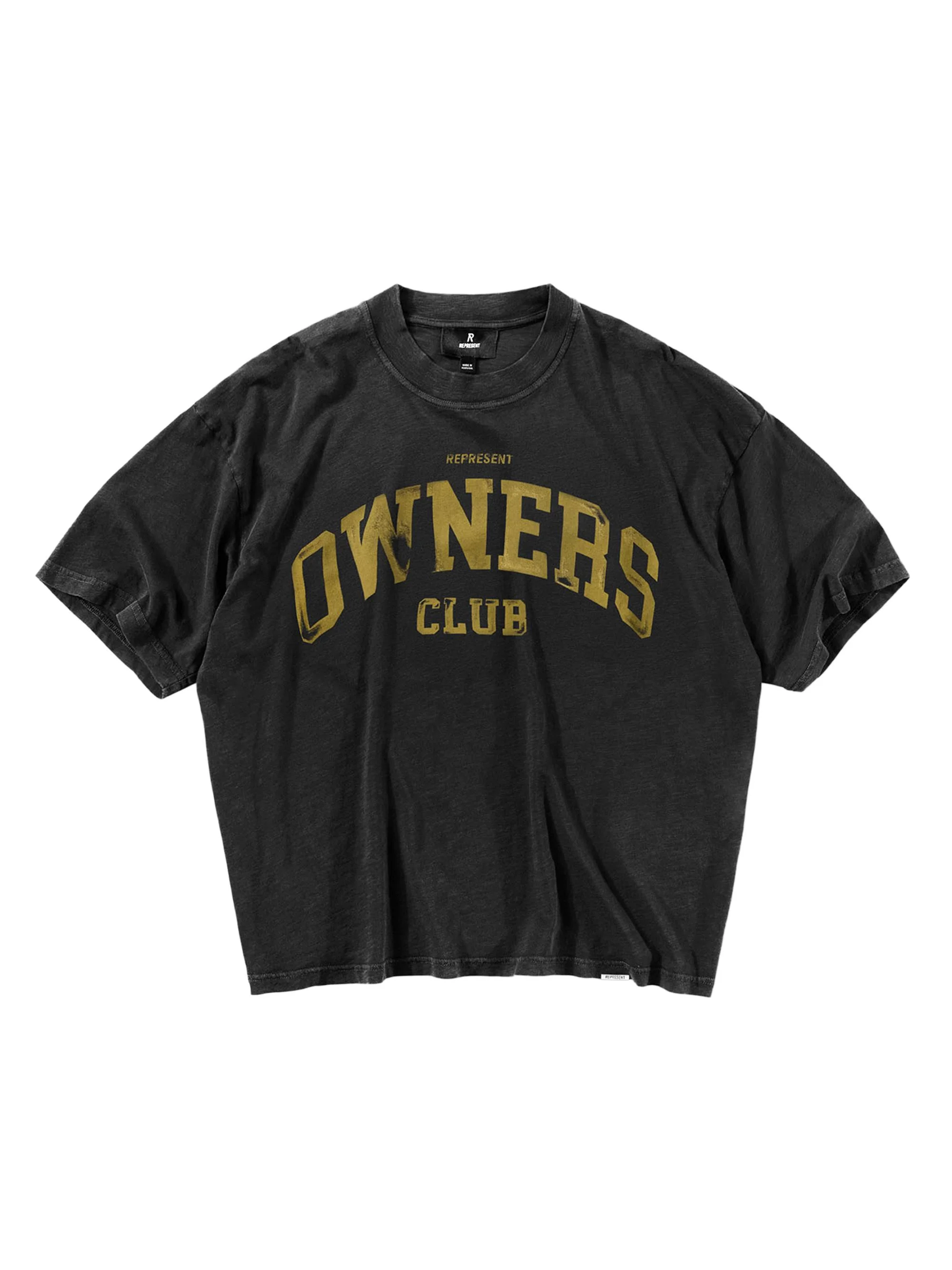 Men's Owners Cotton Crewneck Crop T-Shirt - Faded Black - 1