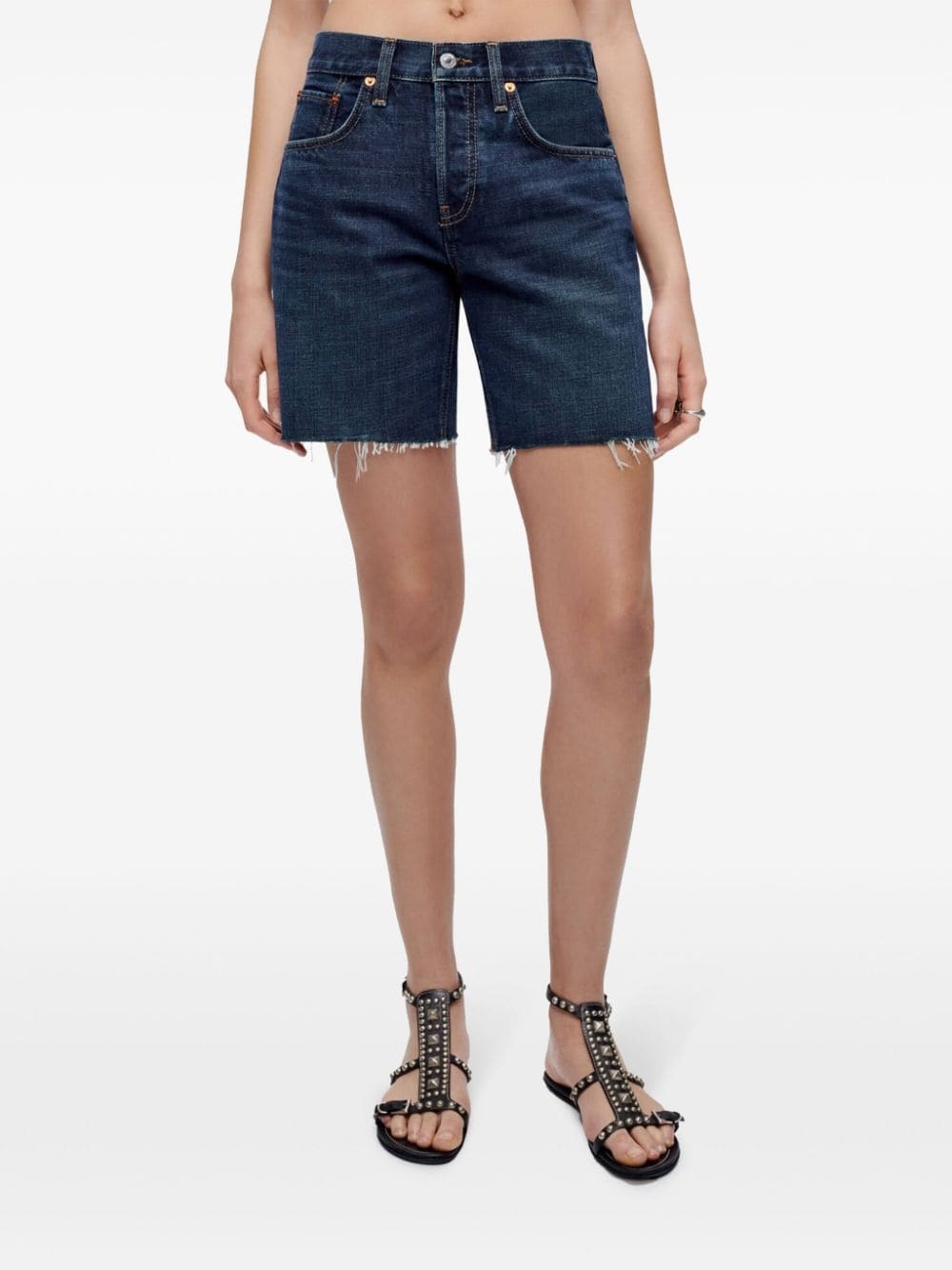 raw-cut denim shorts - 3