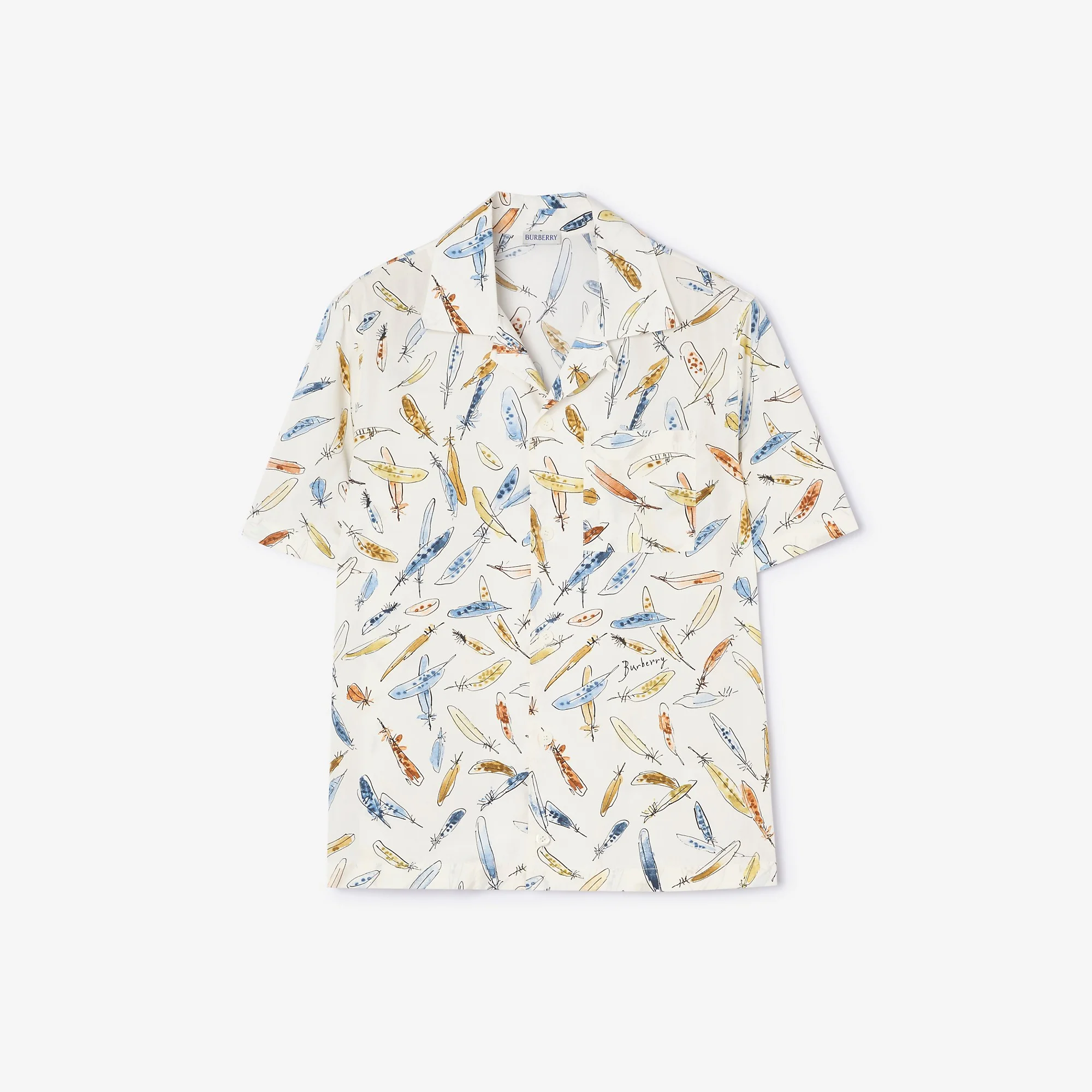 Relaxed Fit Feather Print Cotton Shirt - 1