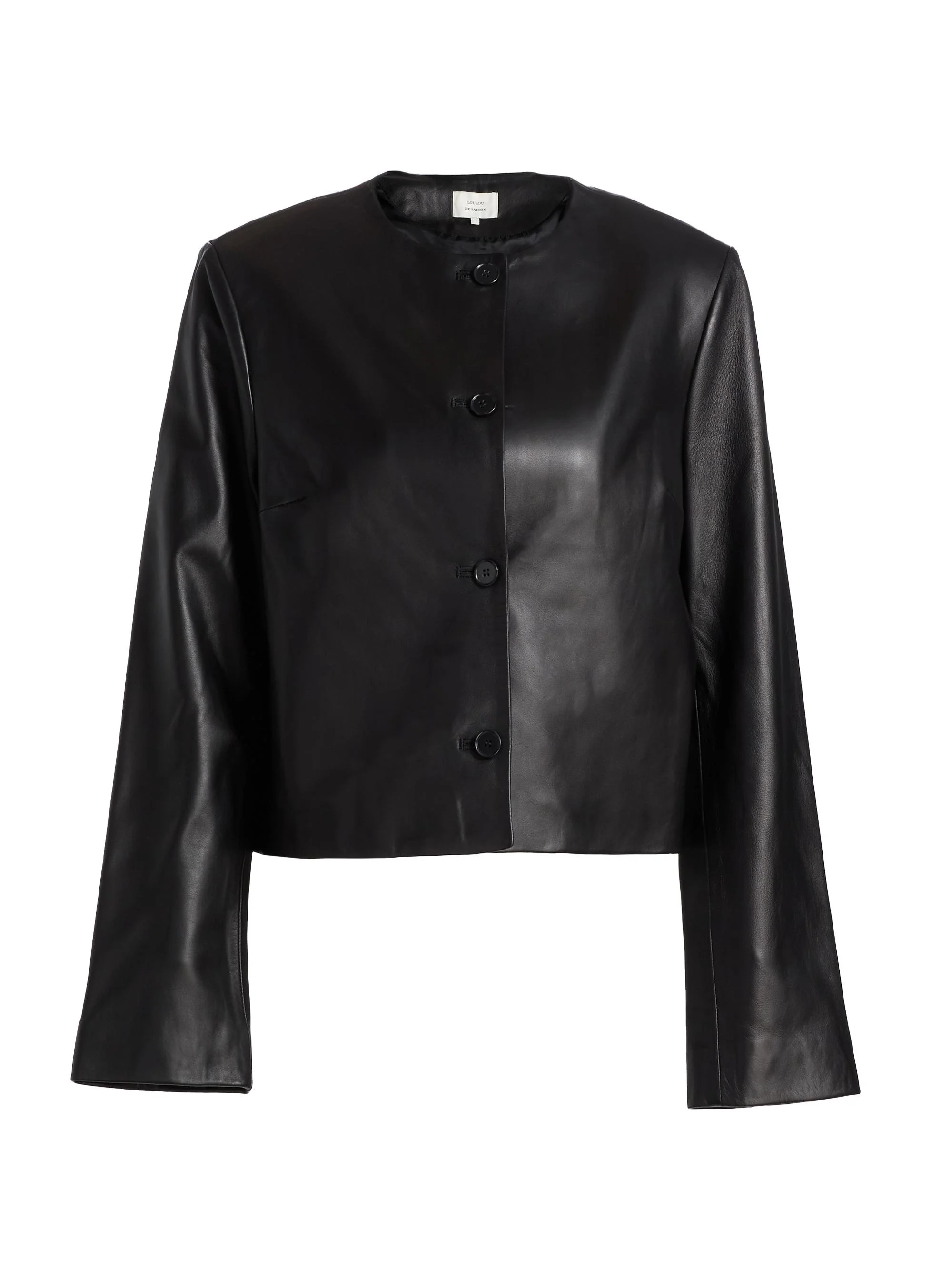 Women's Raho Leather Crop Jacket - Black - 1
