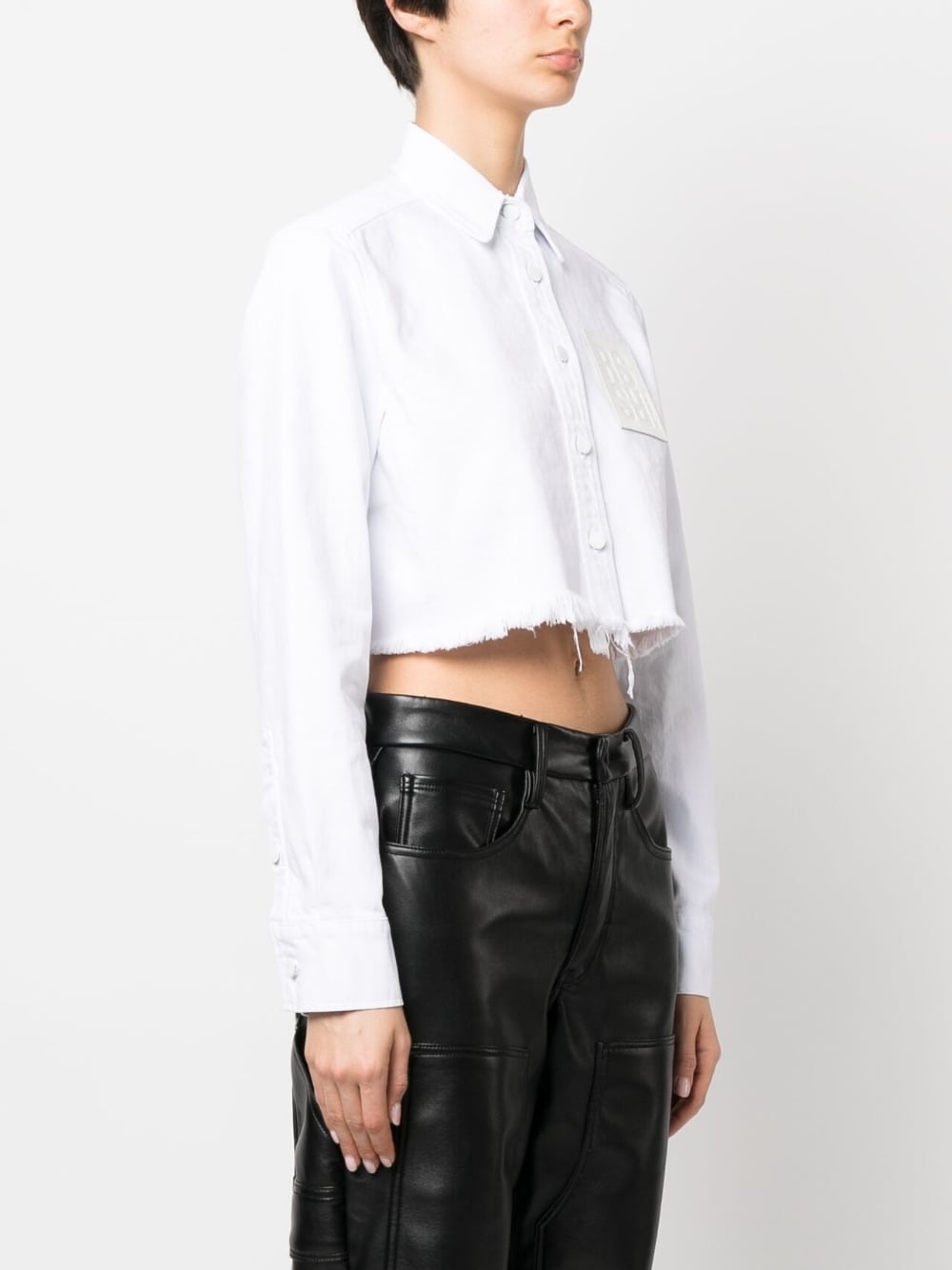 logo-patch cropped shirt - 3