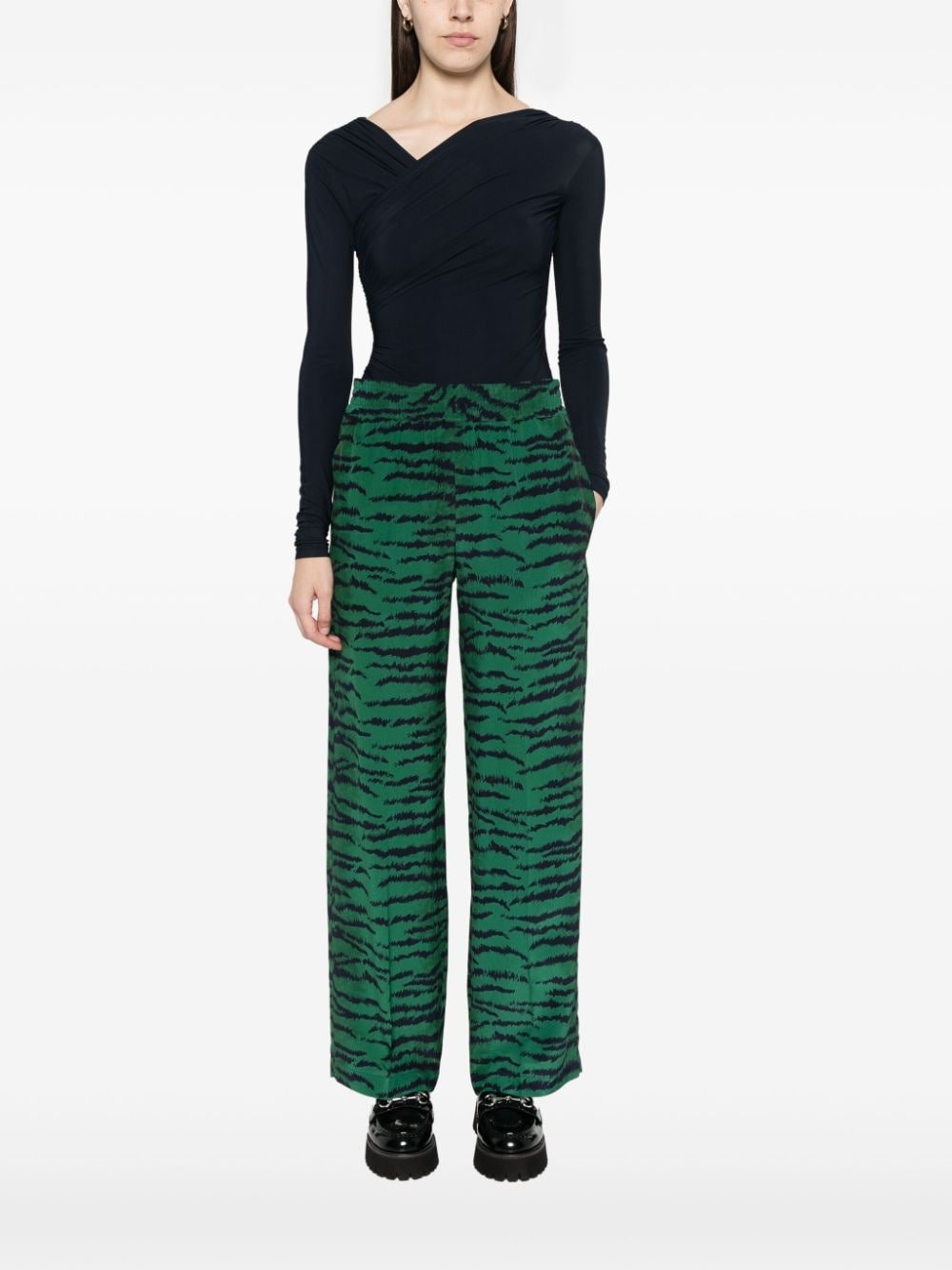 tiger-print straight-leg trousers - 2