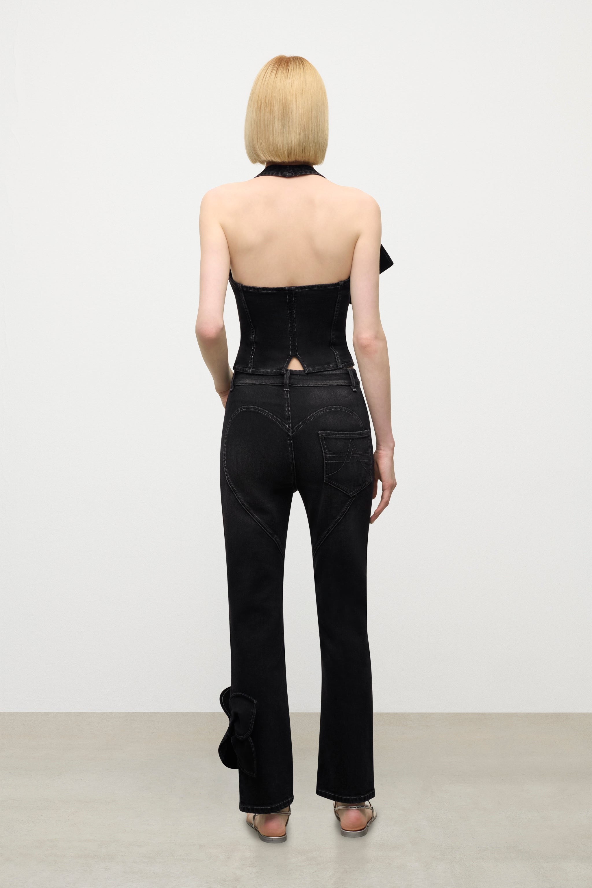 DENIM BOW STRAIGHT LEG JEAN - 4