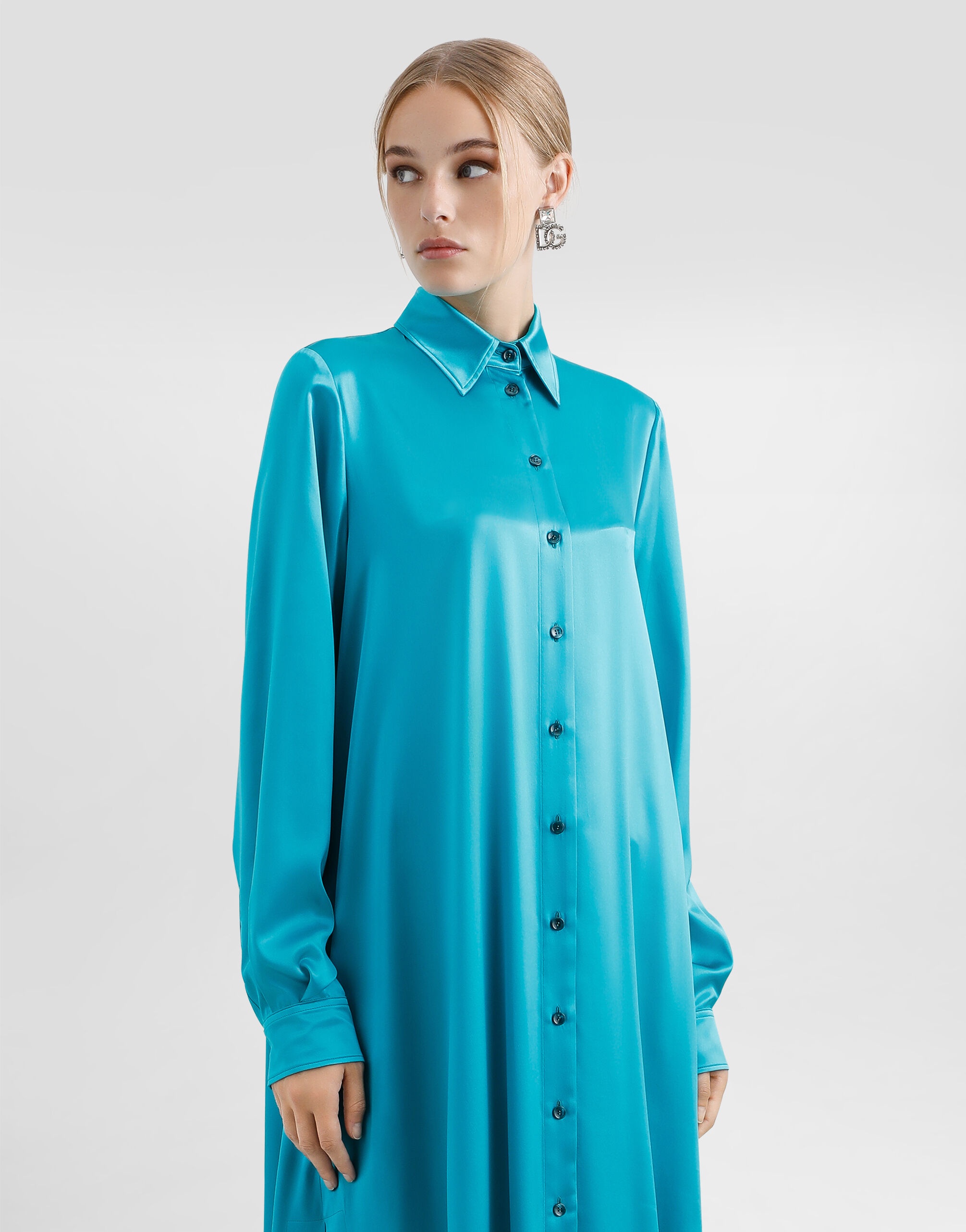 Long silk satin caftan - 5