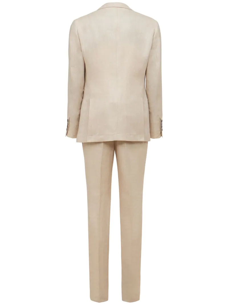 DOUBLE BREAST LINEN BLEND SUIT - 9
