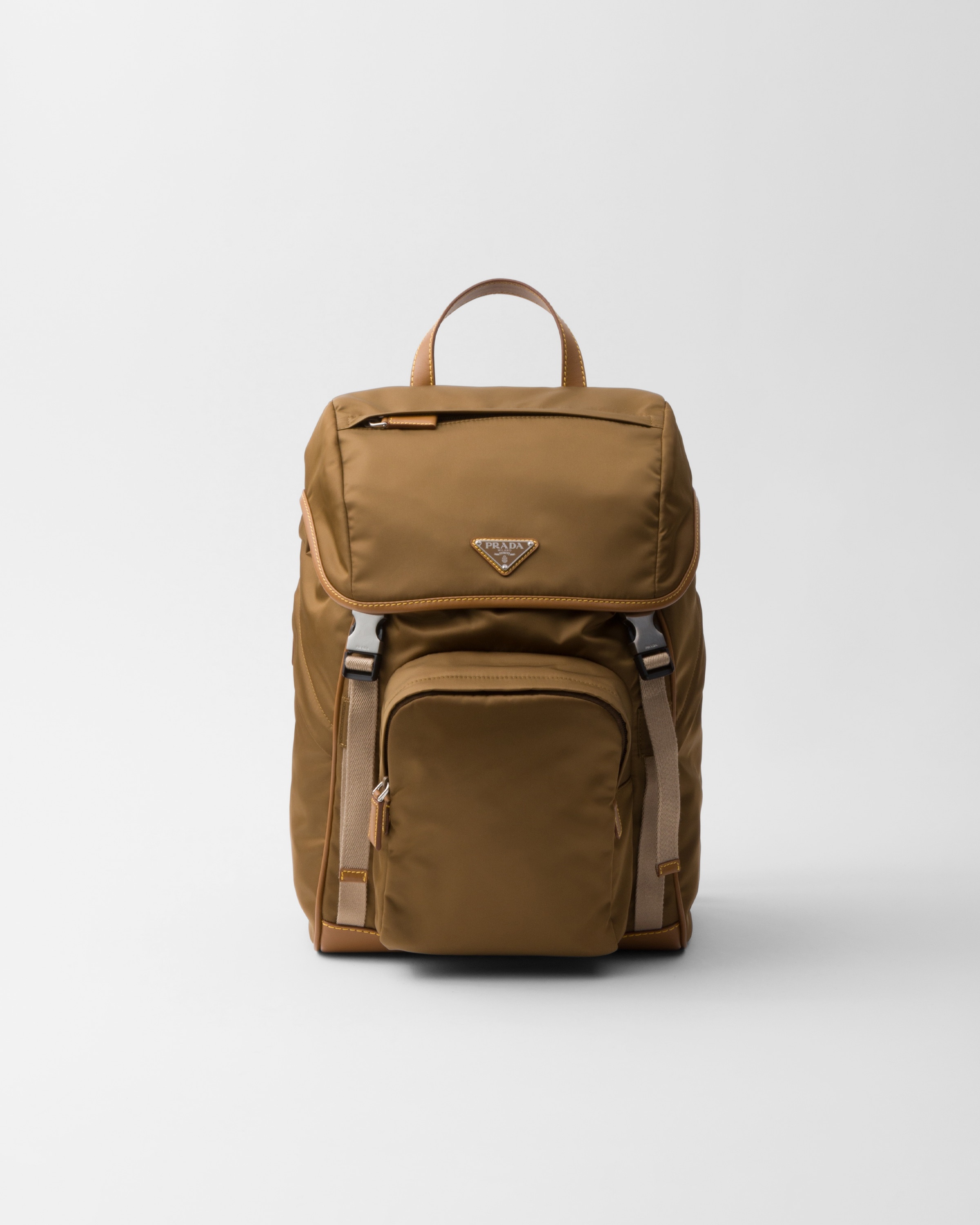 Re-Nylon and leather backpack - 1