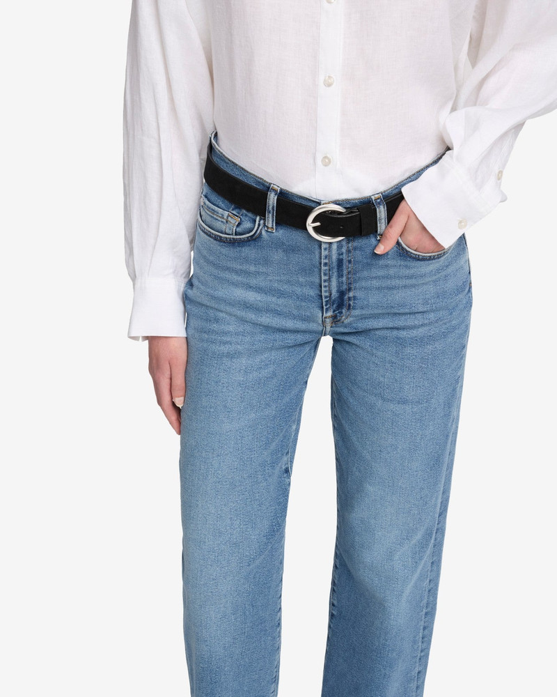 7 For All Mankind Timeless Italian Suede Belt in Black outlook