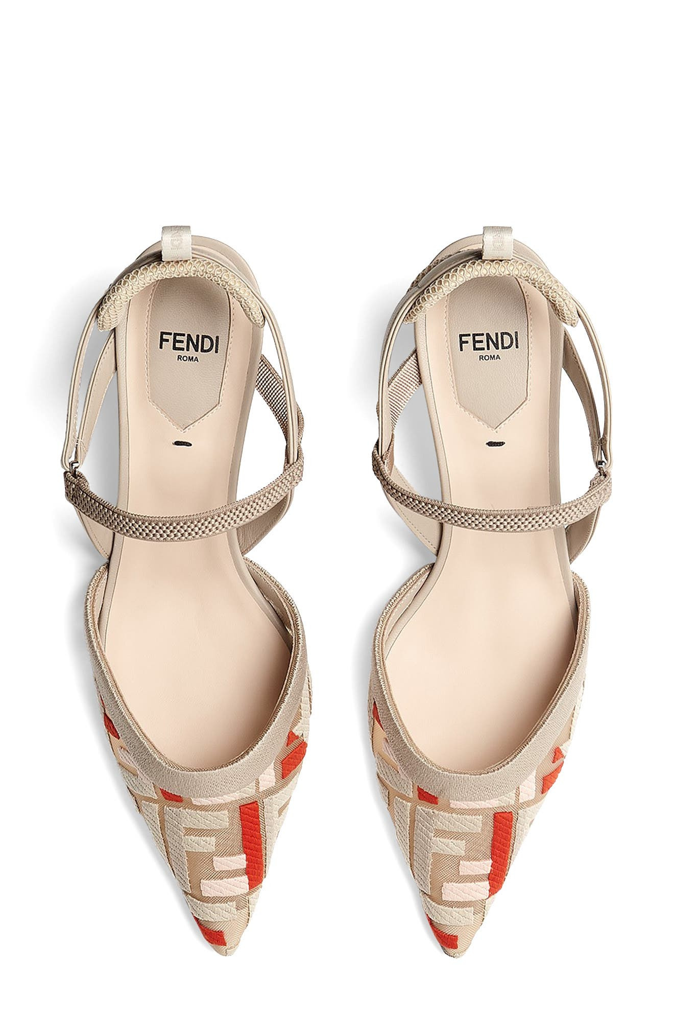 Fendi Colibrì Lite Pointed Toe Slingback Pump in Beige Multi at Nordstrom - 2